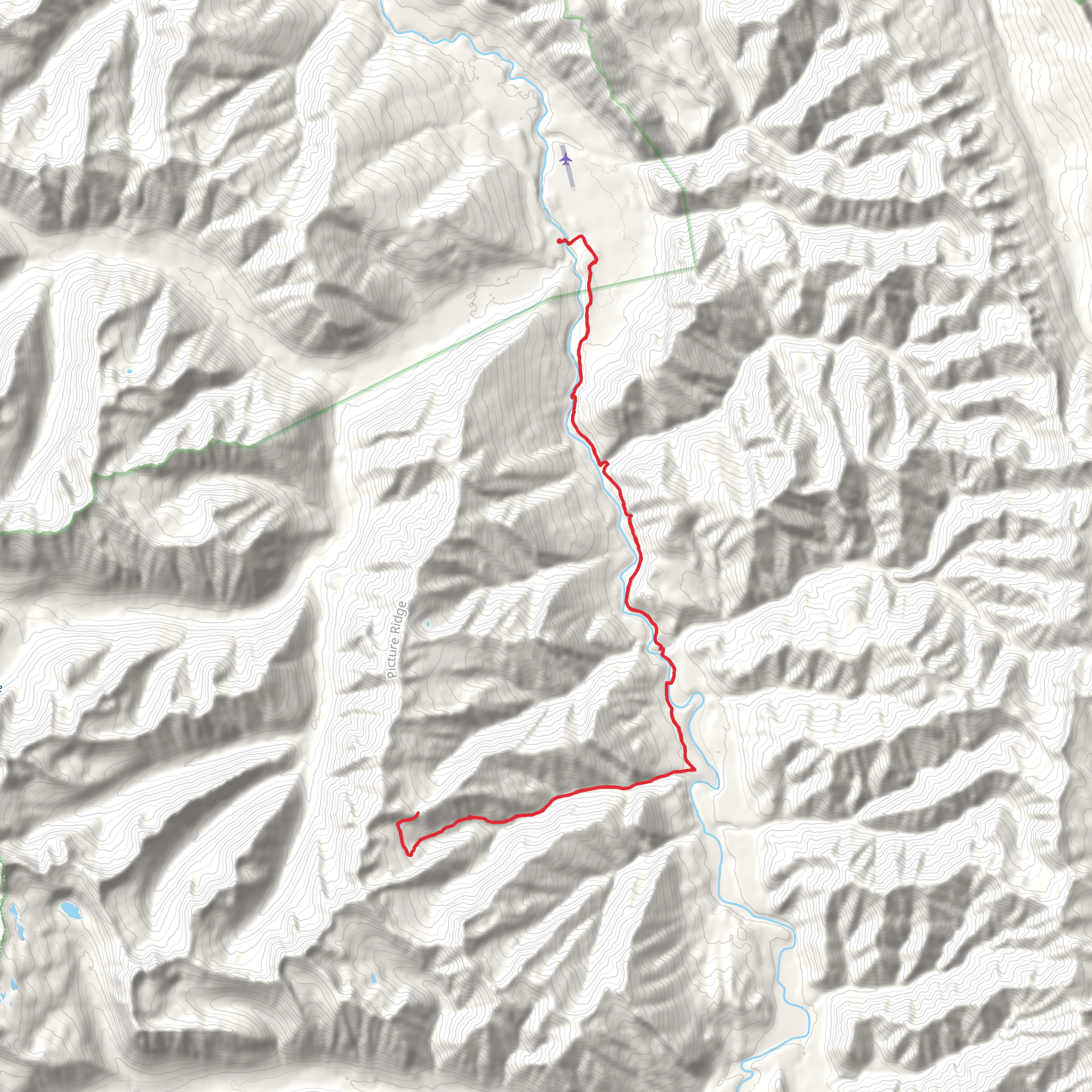Hungry Creek via Main South Fork Trail mobile static map