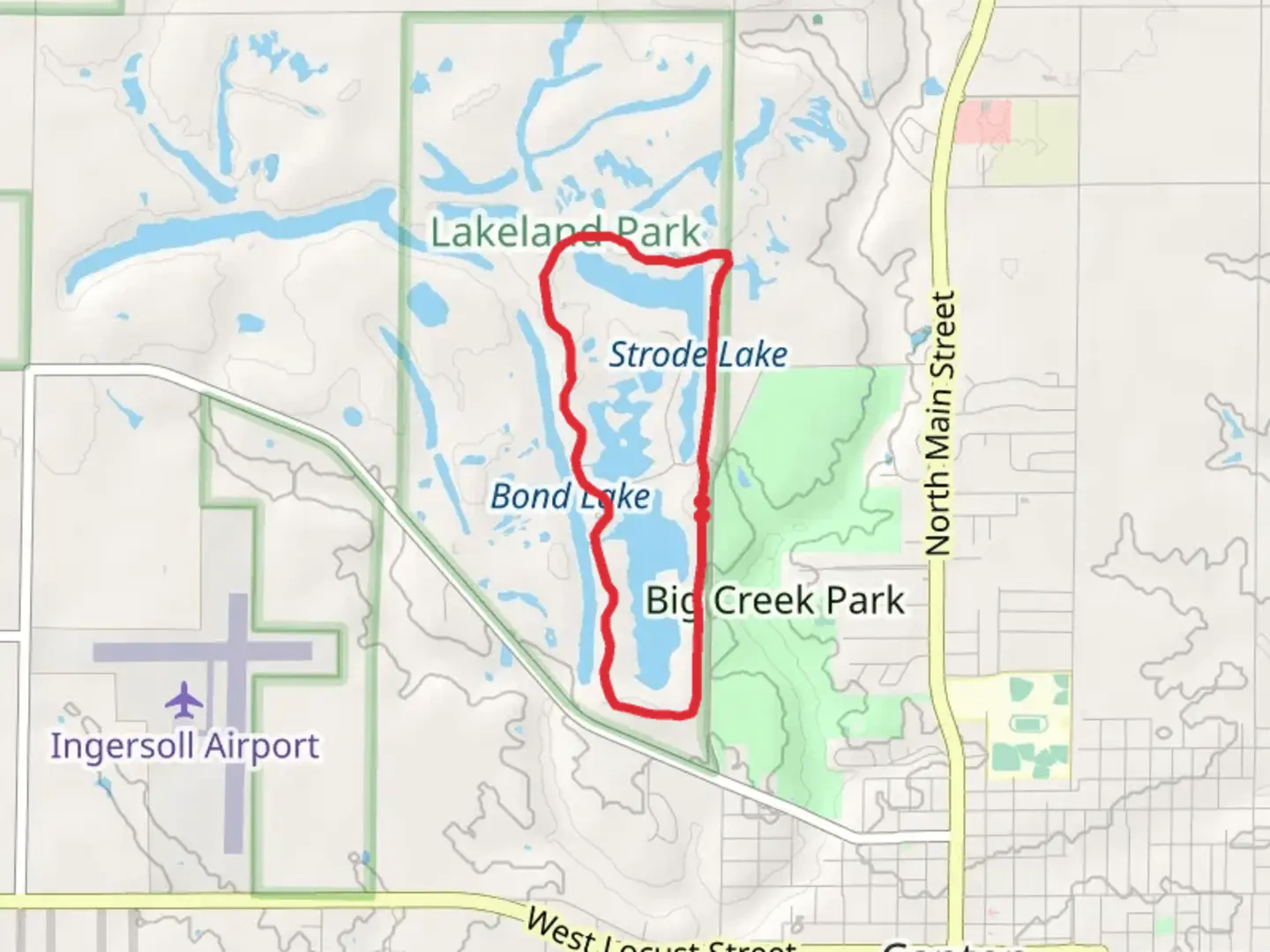 An image depicting the trail Veterans Lake and Fitch Lake Loop and its surrounding area.