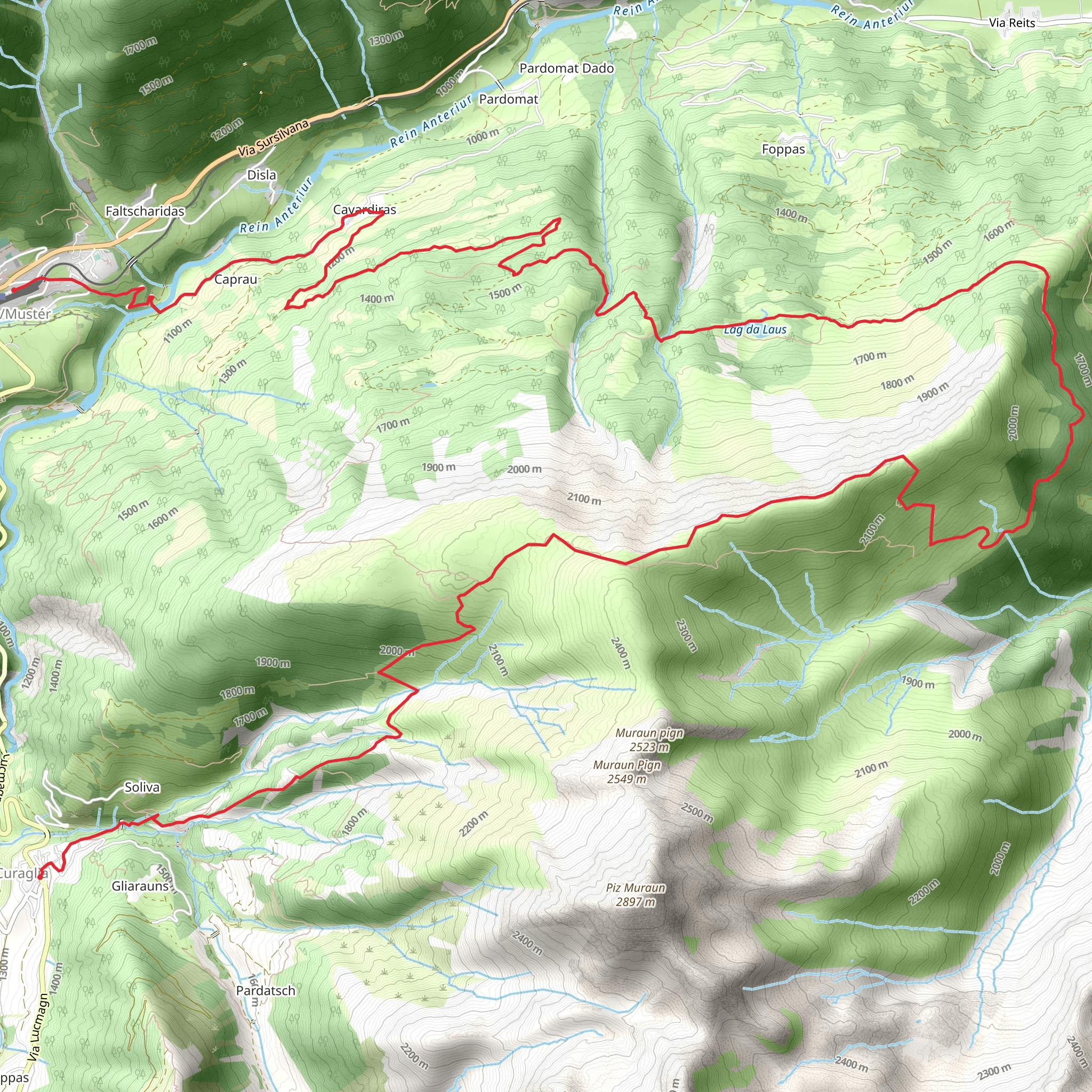 Curaglia - Medel to Disentis mobile static map
