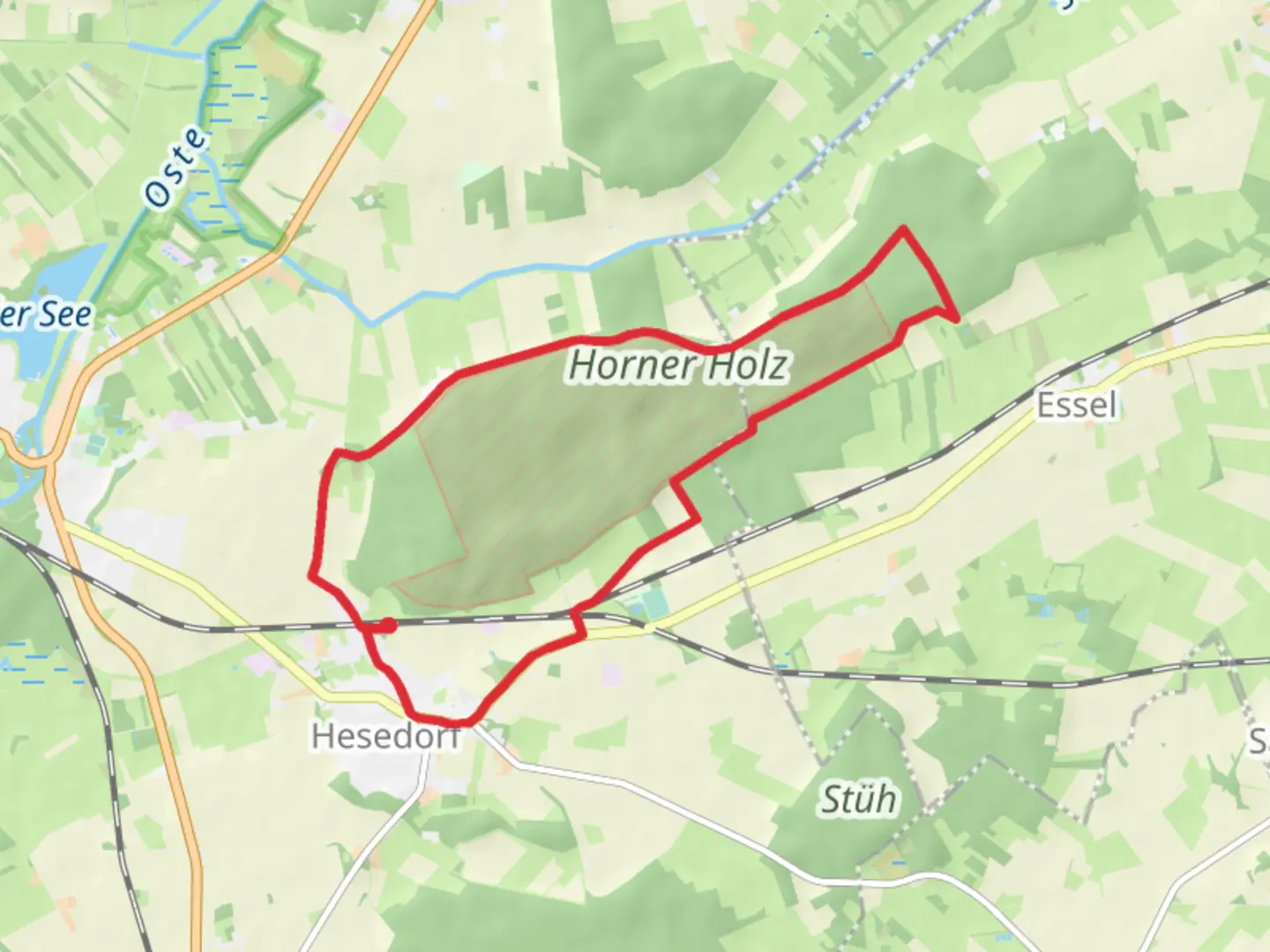 An image depicting the trail Horner Holz Loop and its surrounding area.