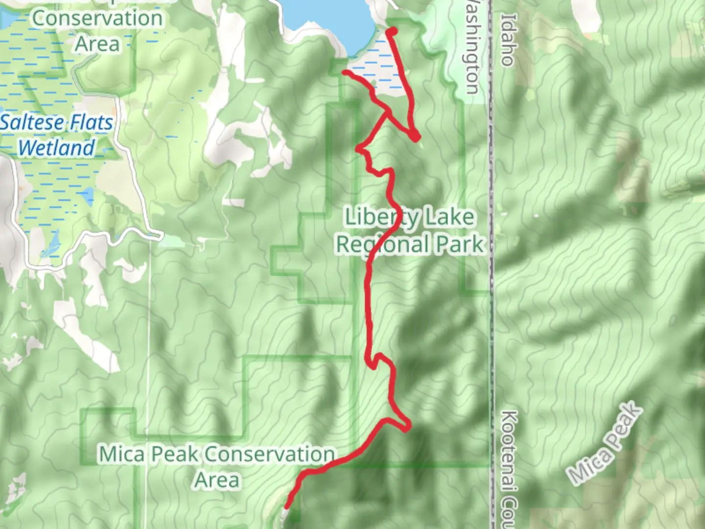 An image depicting the trail Edith Hansen Trail and Mica Peak and its surrounding area.