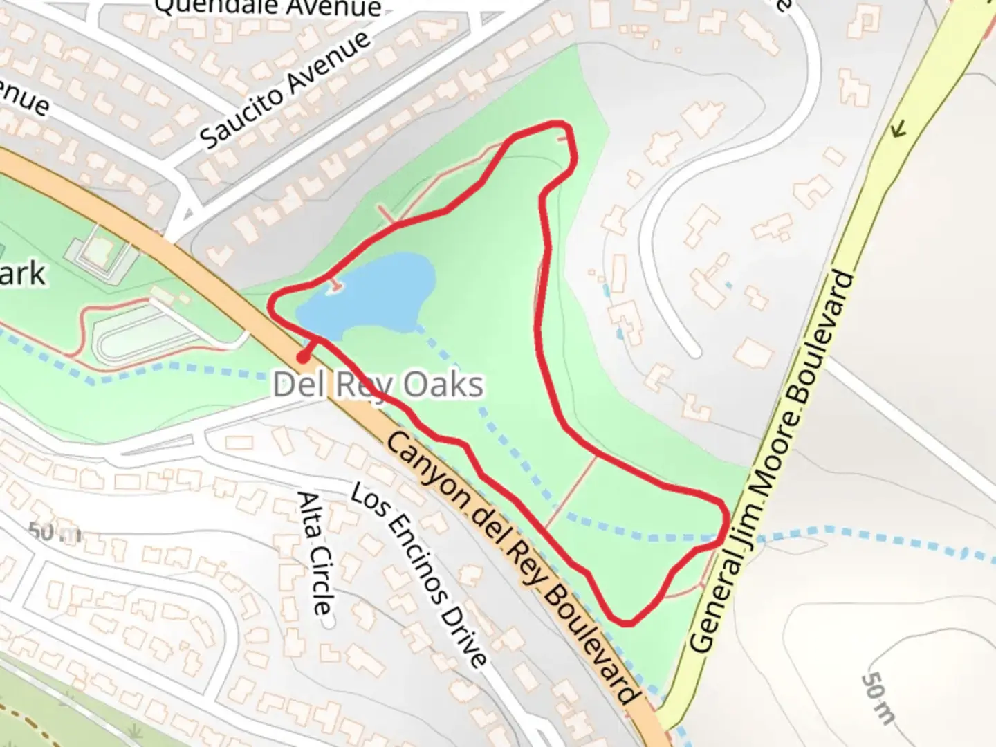 An image depicting the trail Frog Pond Wetland Preserve Loop and its surrounding area.