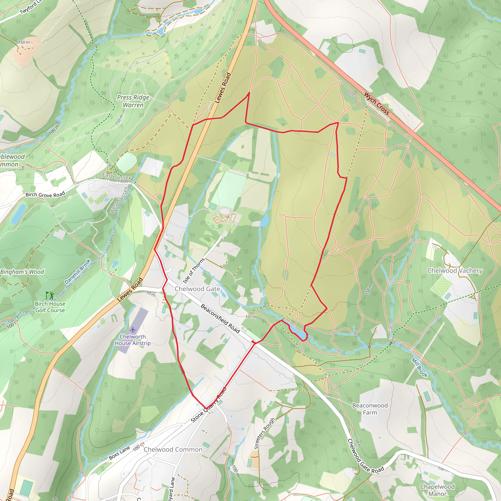 Jubilee Green and Chelwood Vachery Loop mobile static map