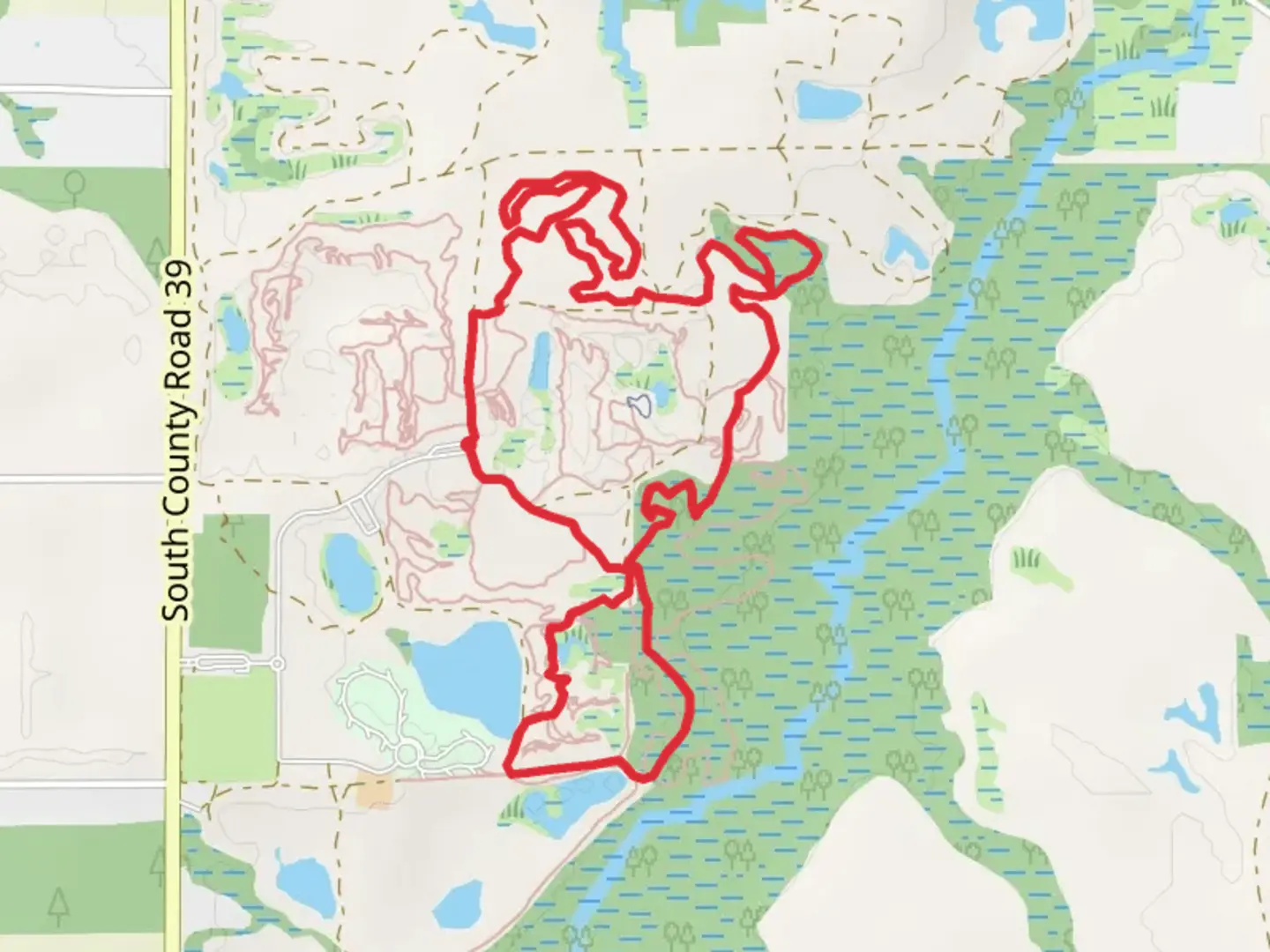 An image depicting the trail Hidden Rivers Loop and its surrounding area.