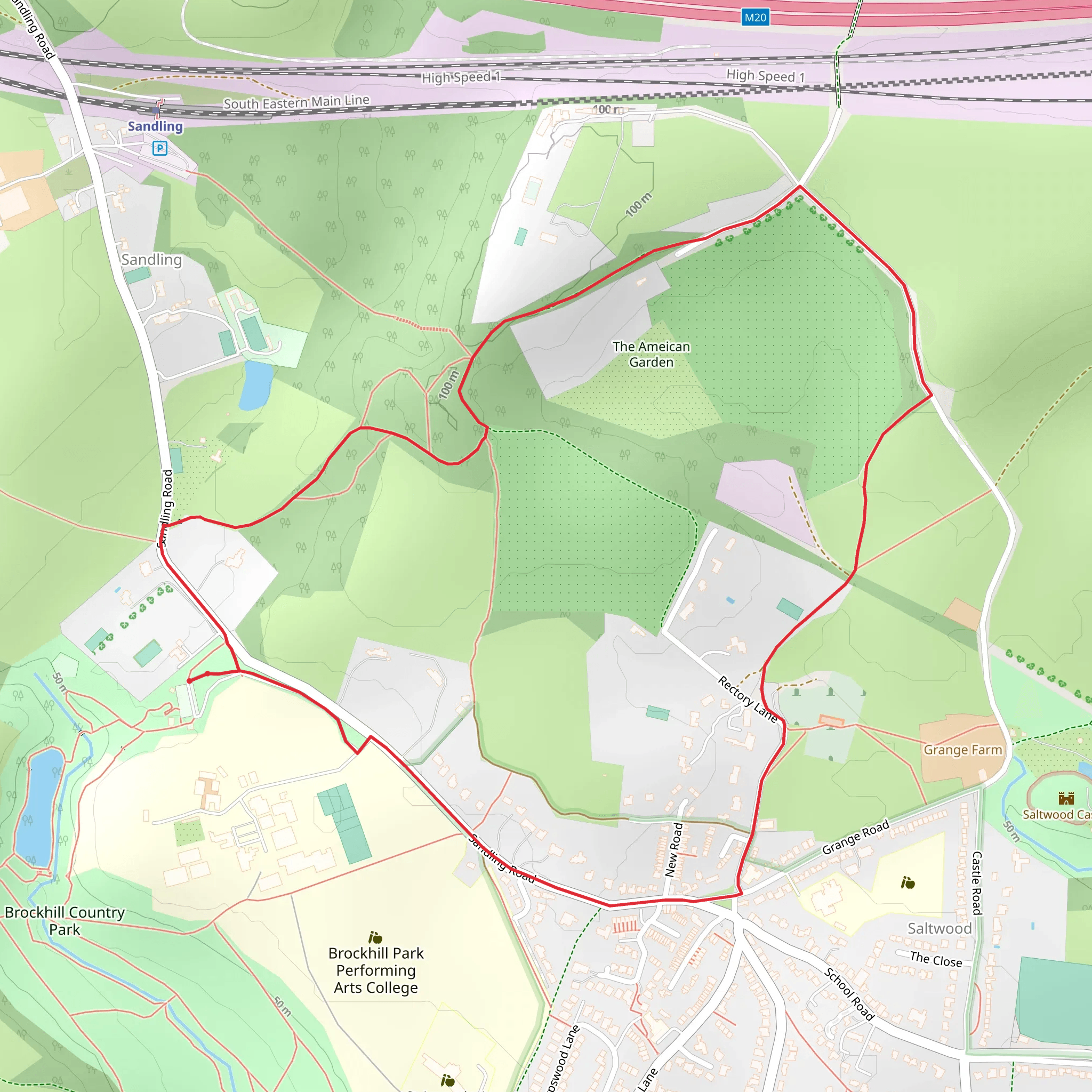 Brockhill Country Park Loop mobile static map