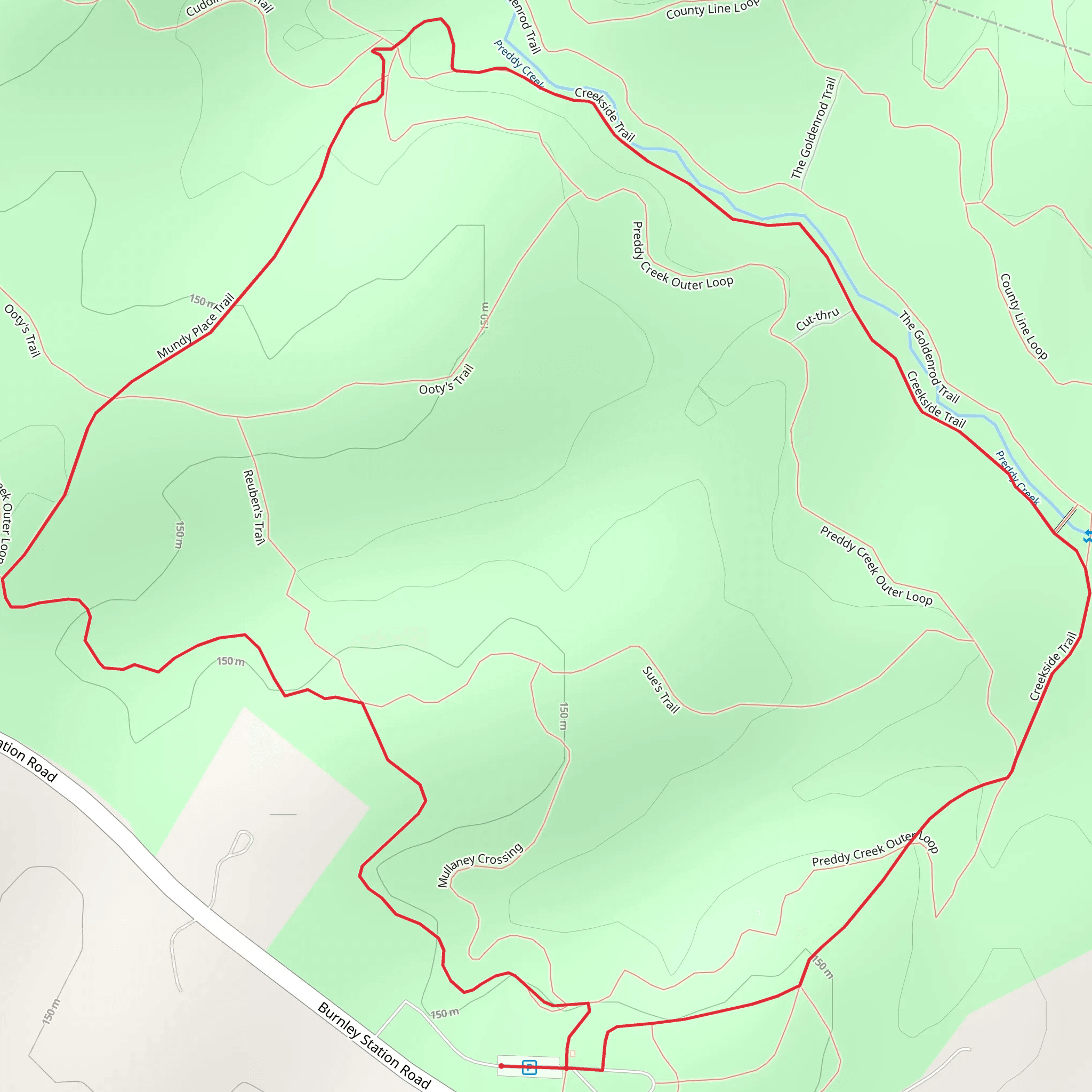 Creekside Trail and Mundy Place Loop Trail mobile static map