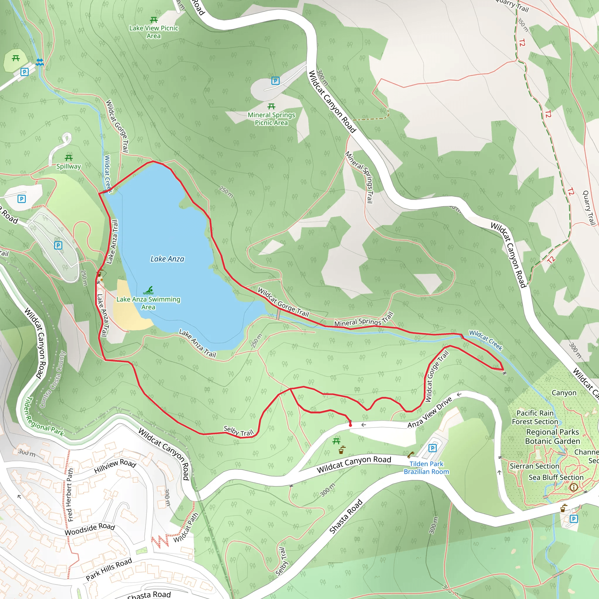 Lake Anza - Selby - Wildcat Gorge Loop Trail mobile static map