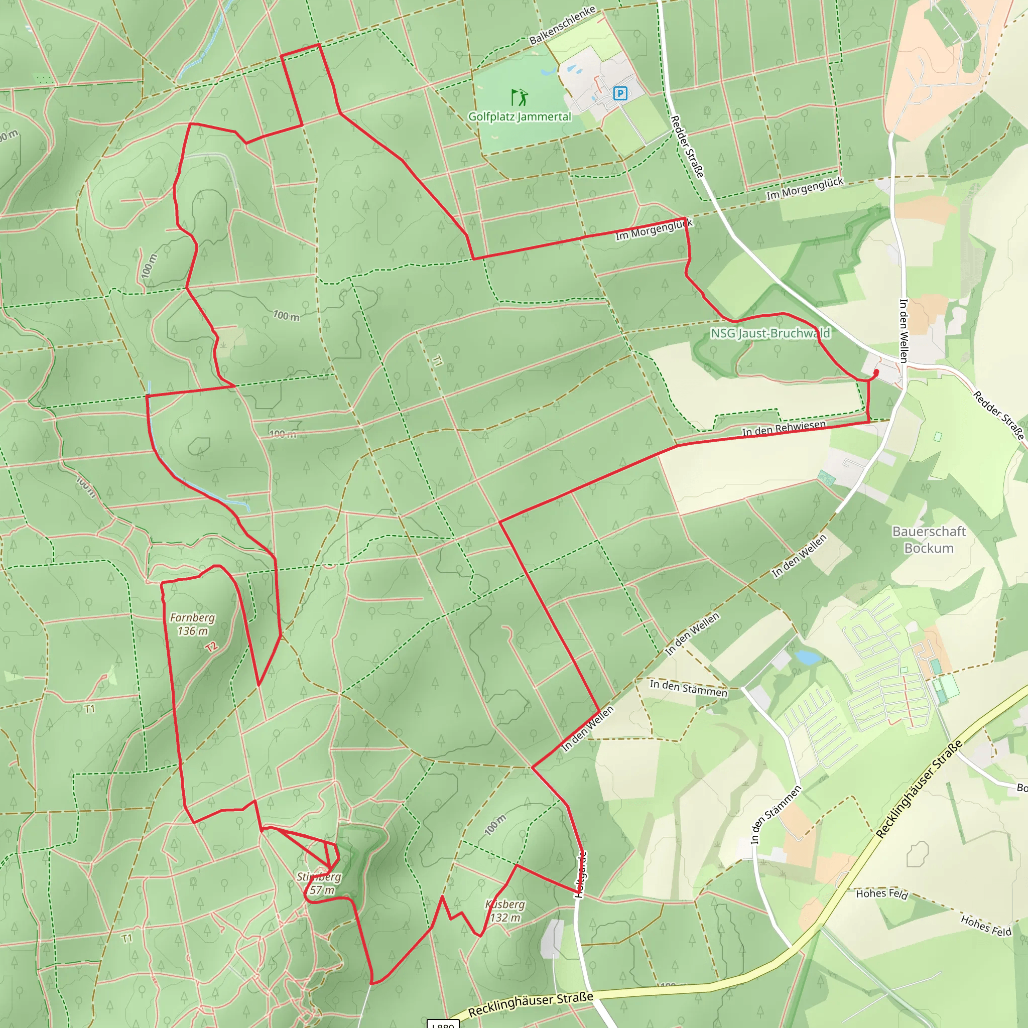 Strimberg via Haard - Stimberg route and Katenkreuz Rundweg mobile static map