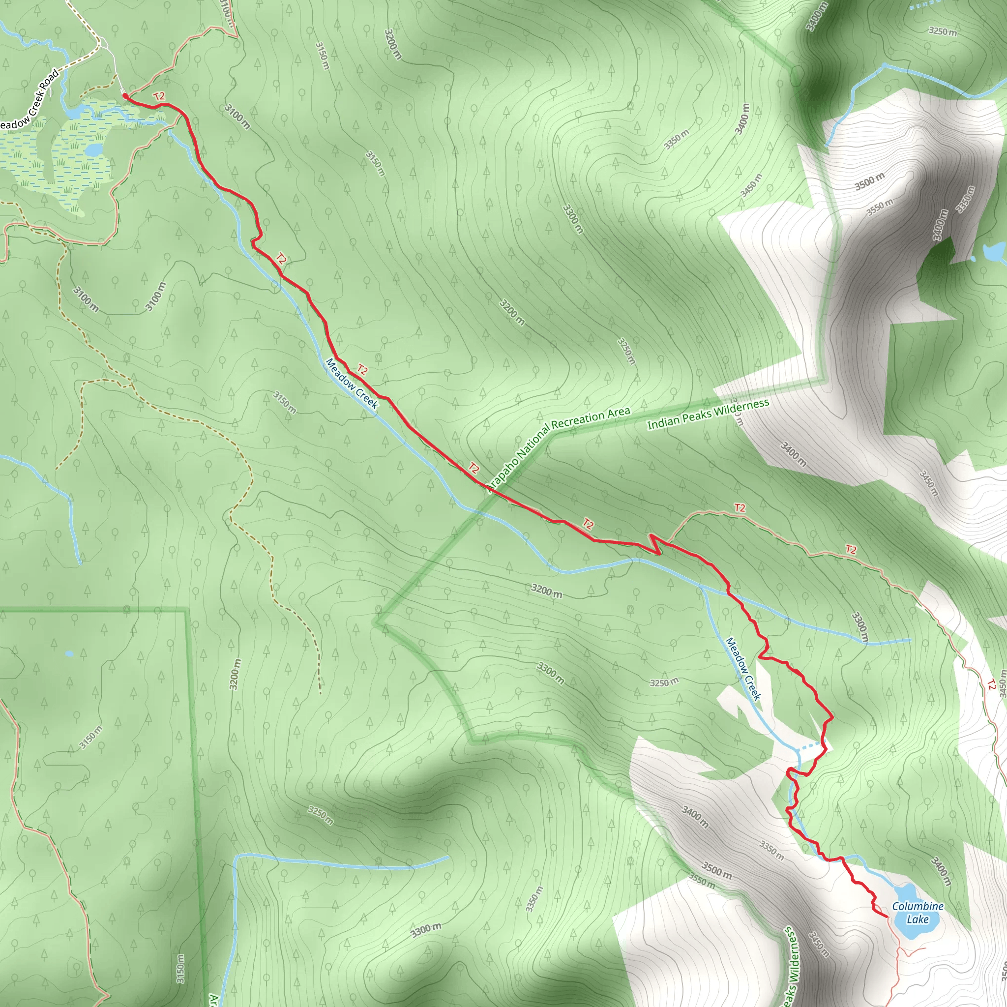 Columbine Lake via Caribou Pass Trail mobile static map