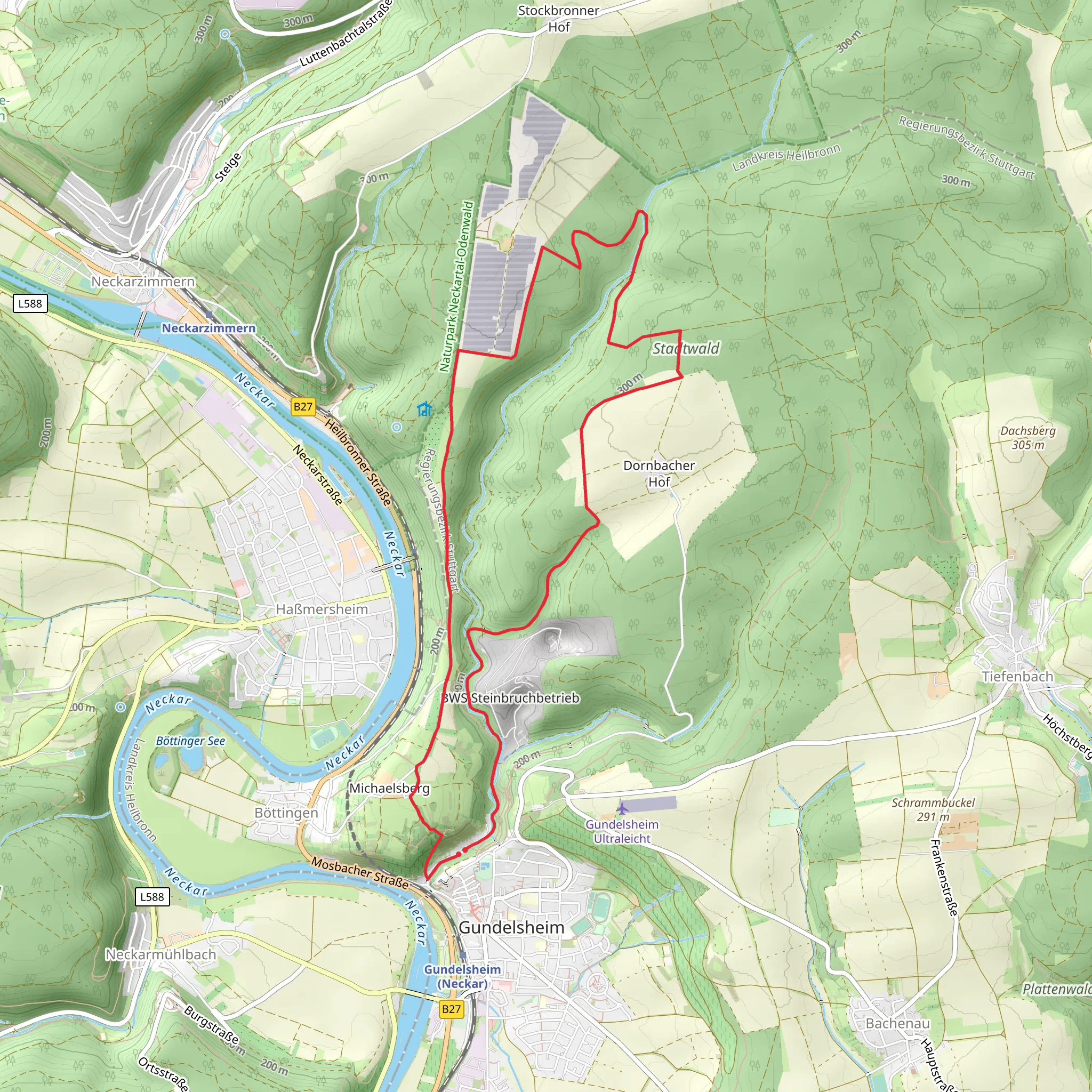 Neckarsteig and Burghalde Loop mobile static map