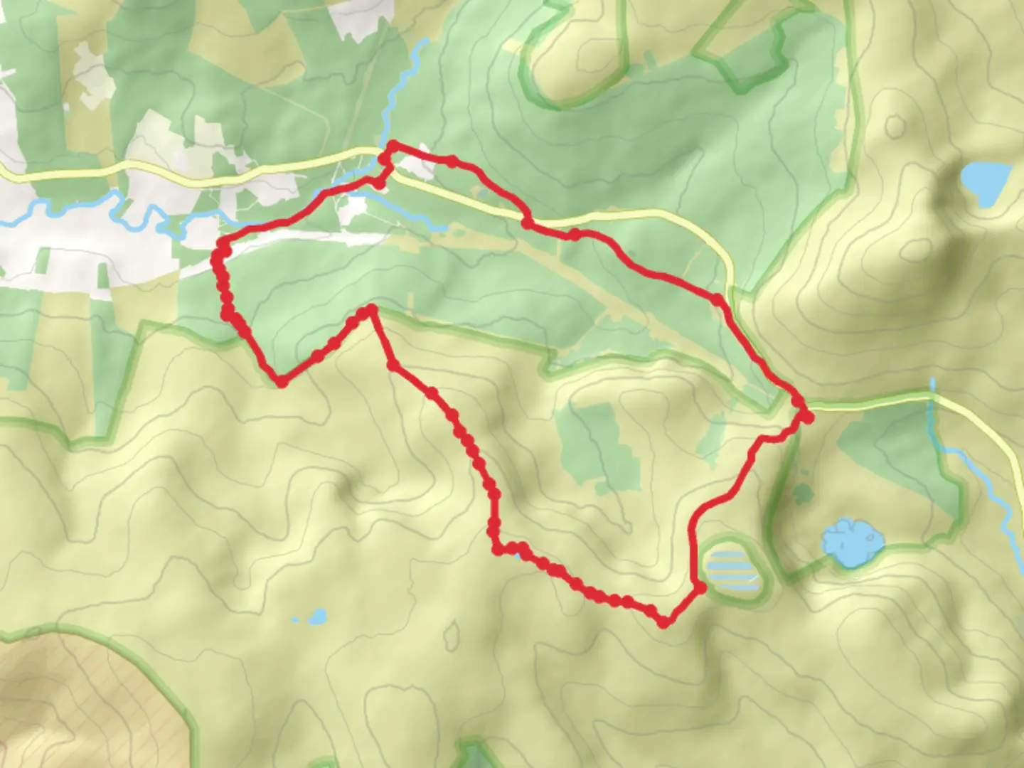An image depicting the trail Lough Ferrib and its surrounding area.