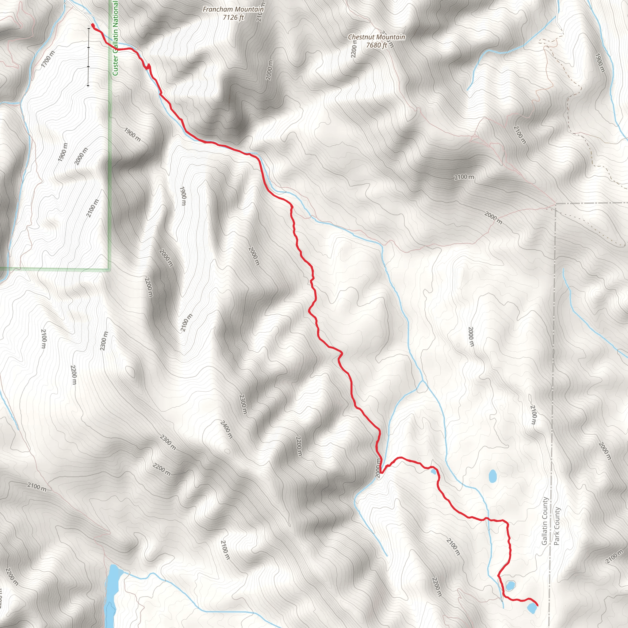 Bear Lakes via Bear Canyon Trail mobile static map