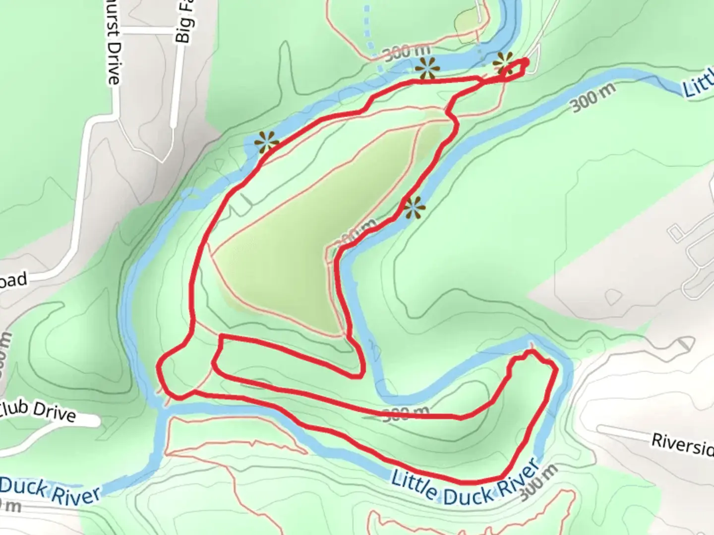 An image depicting the trail Enclosure Trail, Backbone Trail and Moat Loop Trail and its surrounding area.