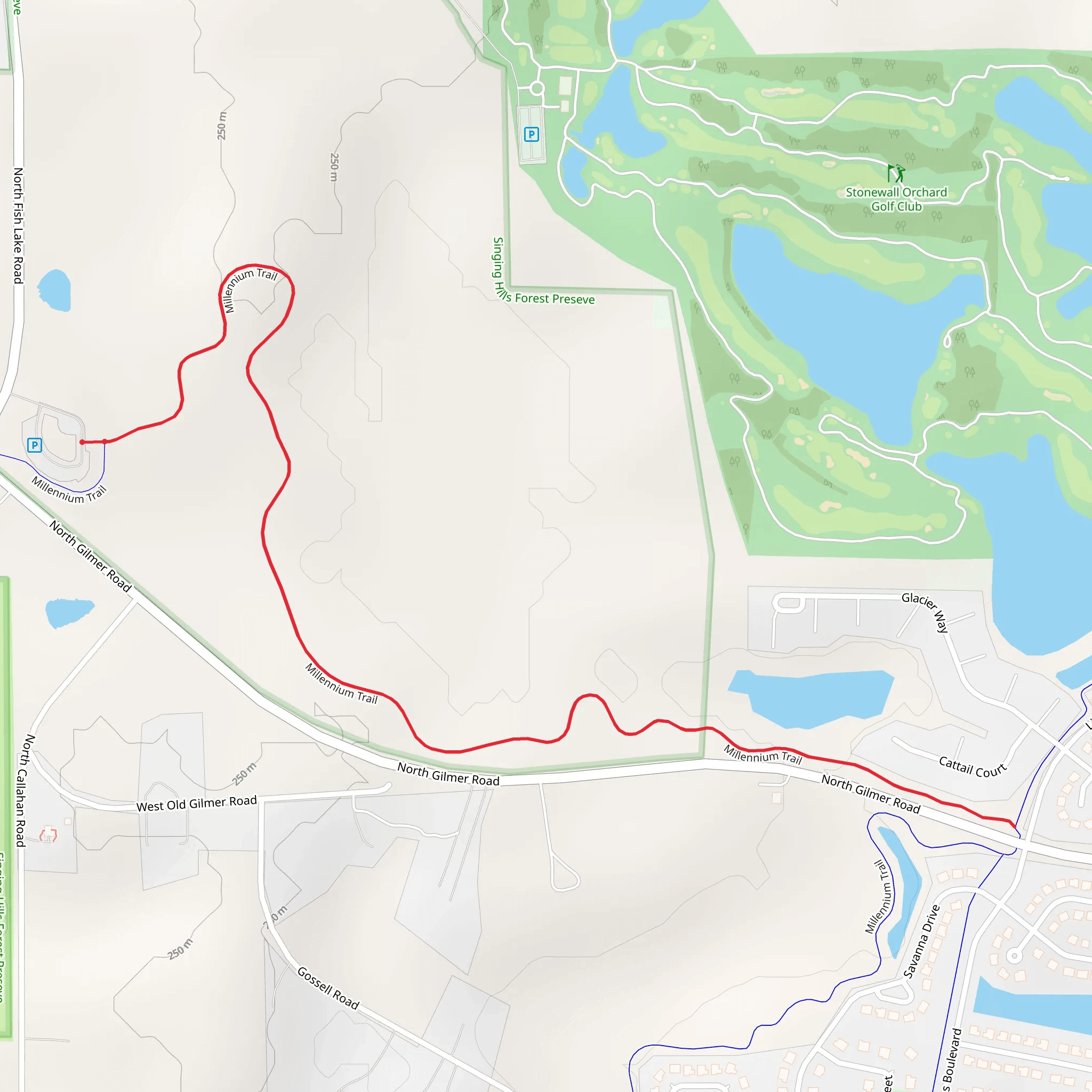 Singing Hills Forest Preserve - Millennium Trail mobile static map