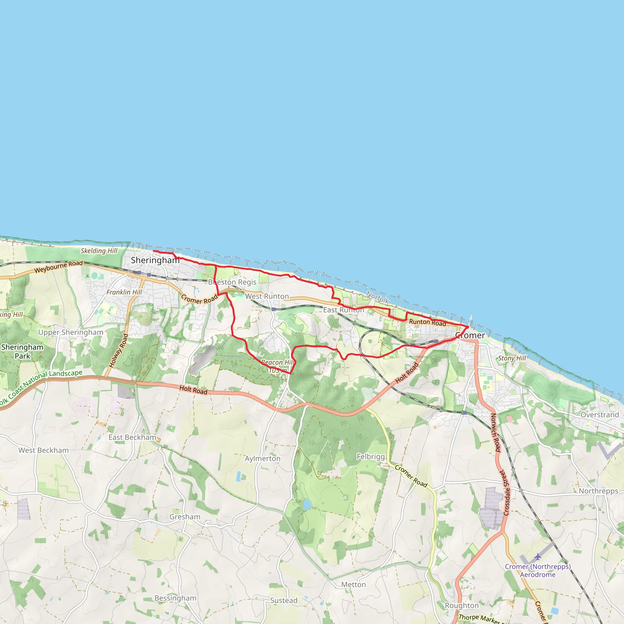Cromer to Sheringham mobile static map