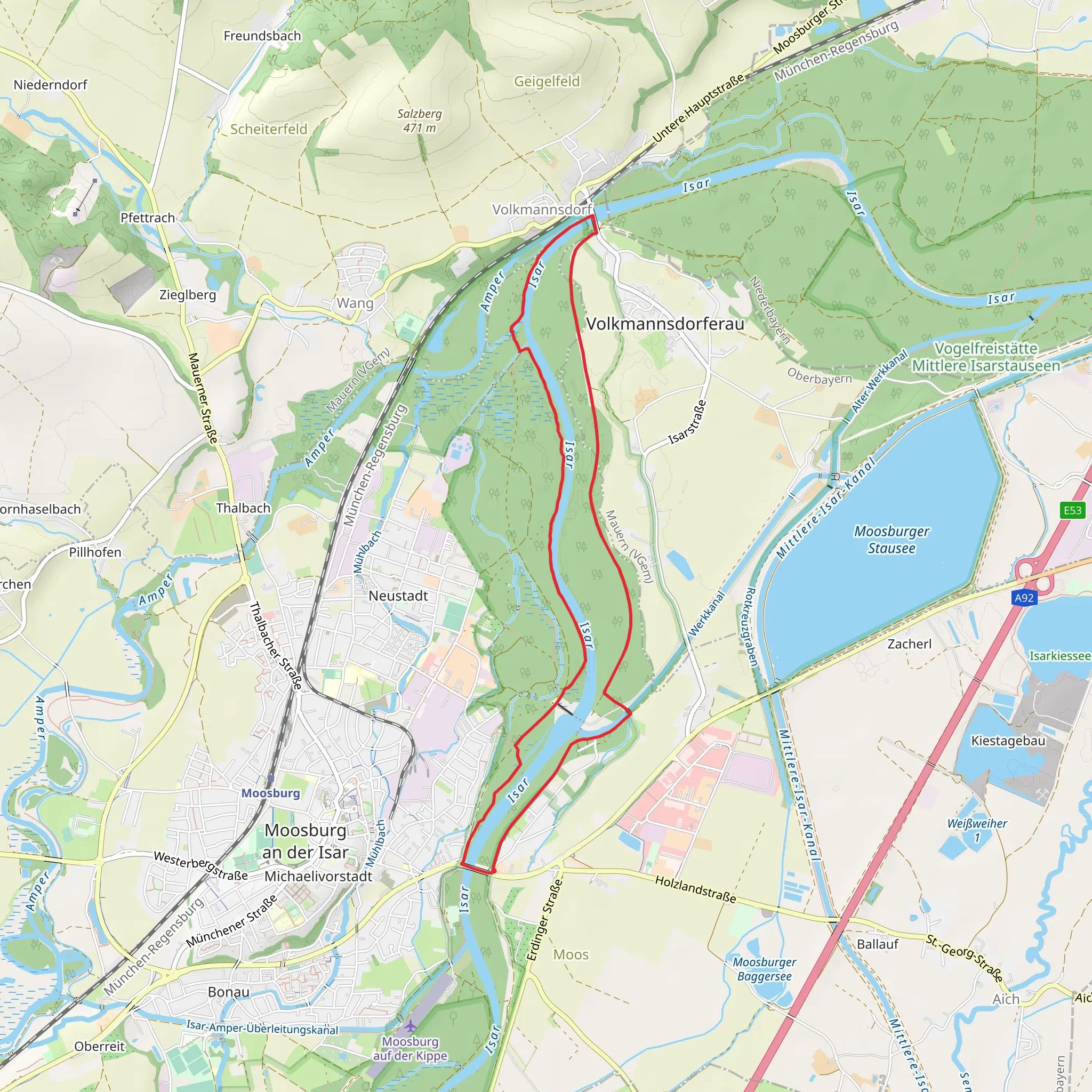 River Isar Loop - Moosburg an der Isar mobile static map