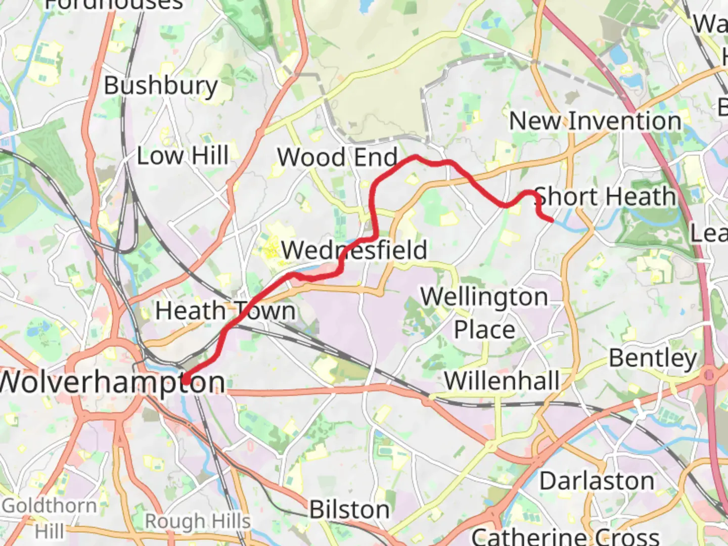 An image depicting the trail Wyrley and Essington Canal Walk - Wolverhampton and its surrounding area.