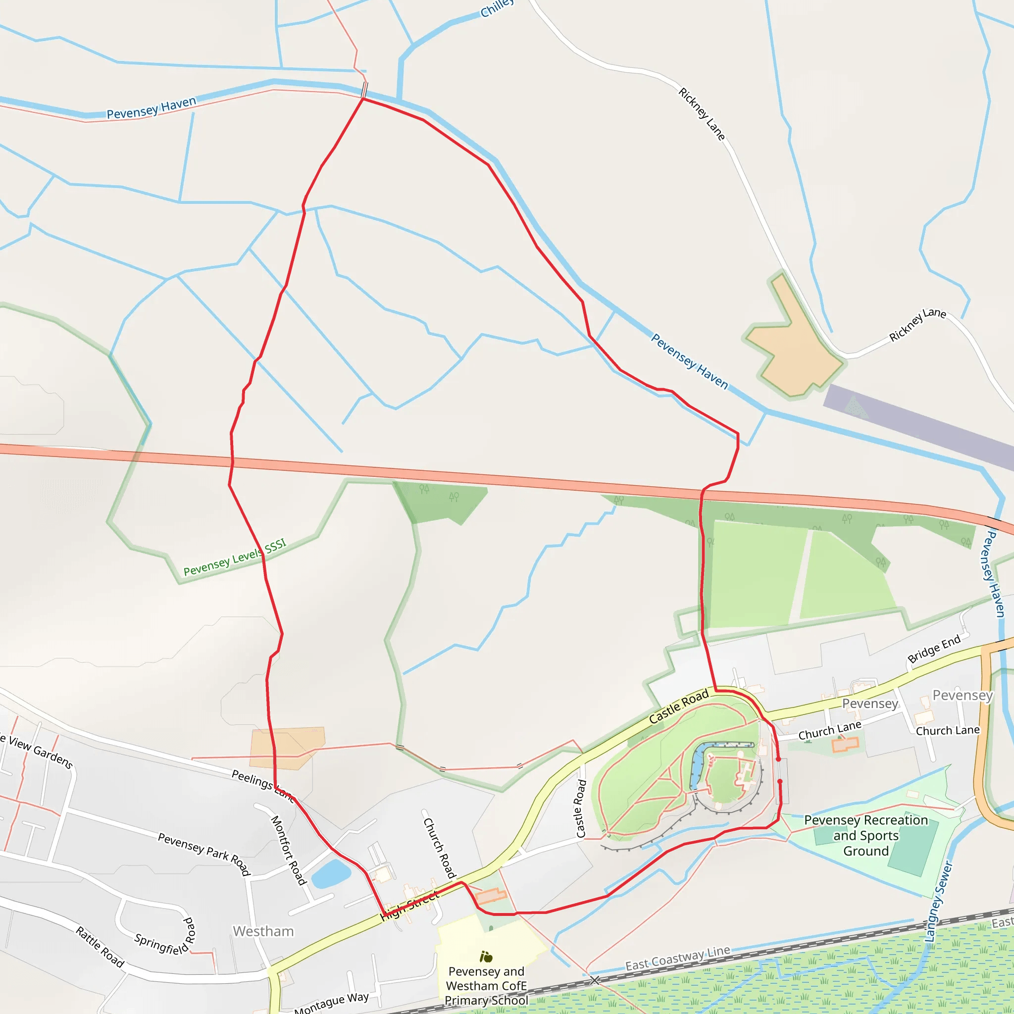 Pevensey Castle and Westham Loop Walk mobile static map