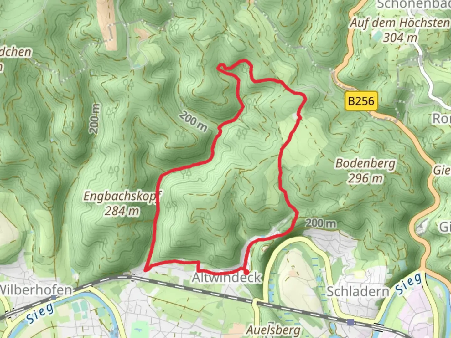An image depicting the trail Altwindeck Rundweg Dreieck and Kreis and its surrounding area.