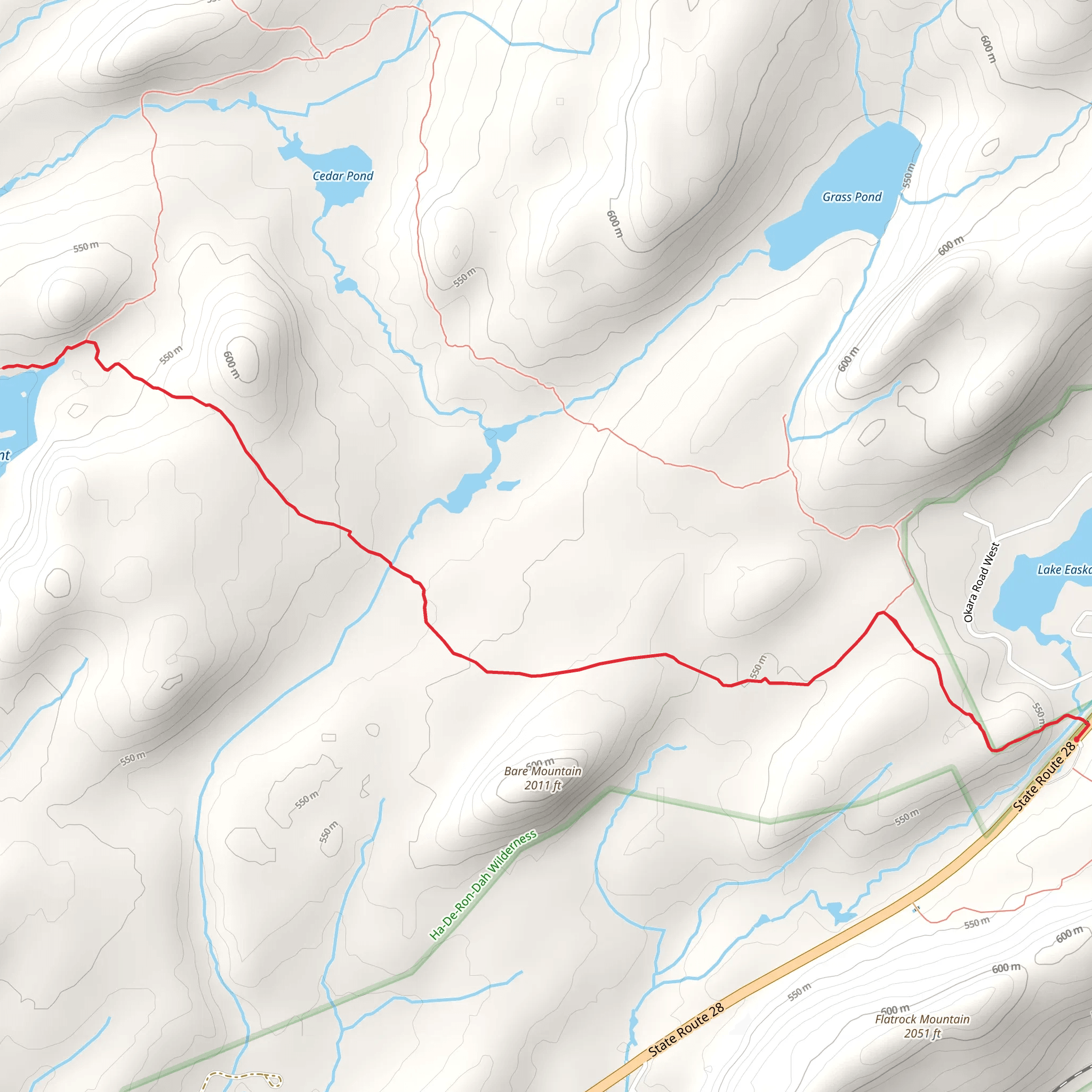 Middle Settlement Lake Trail Out and Back mobile static map