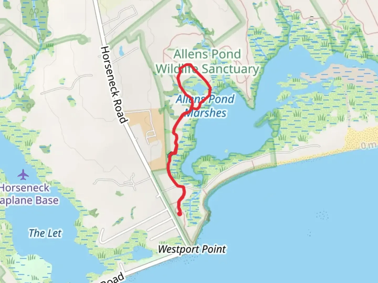 An image depicting the trail Fresh Pond Loop via Quansett Trail and its surrounding area.