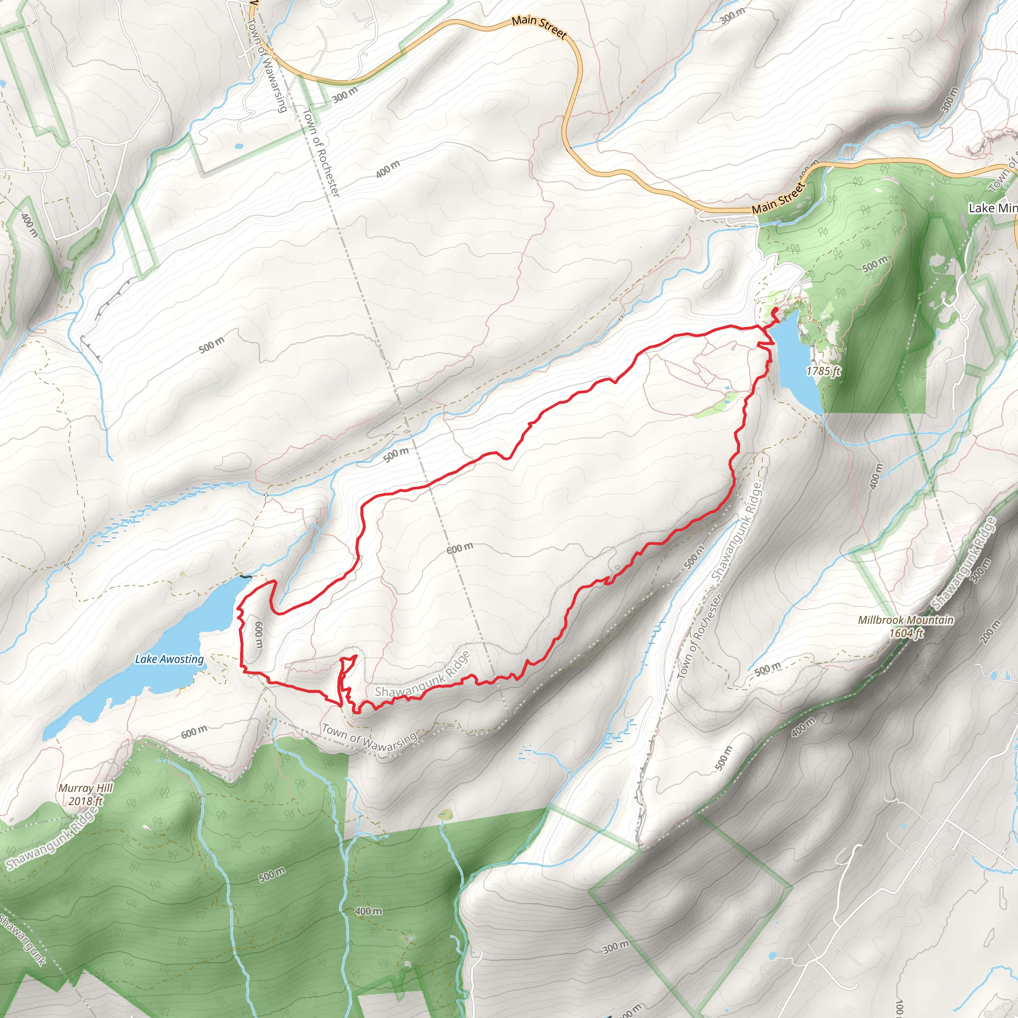 Lake Minnewaska to Lake Awosting Loop mobile static map