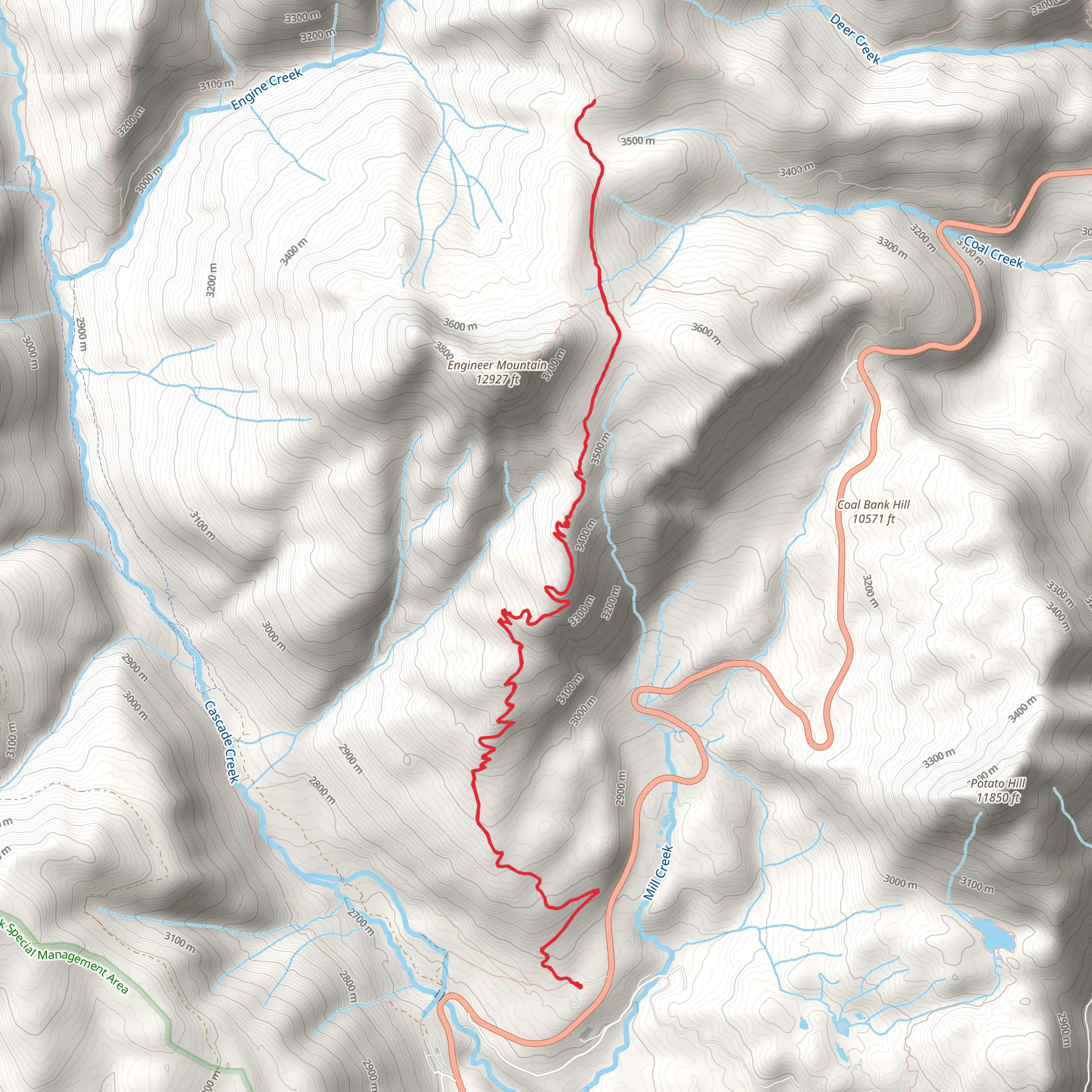 Engineer Mountain Trail Out and Back mobile static map