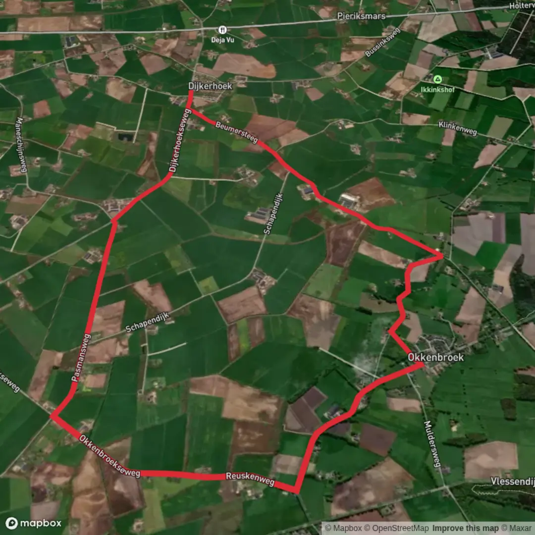 An image depicting the trail Pasmans Weg, Reusken Weg and Beumersteeg Loop and its surrounding area.