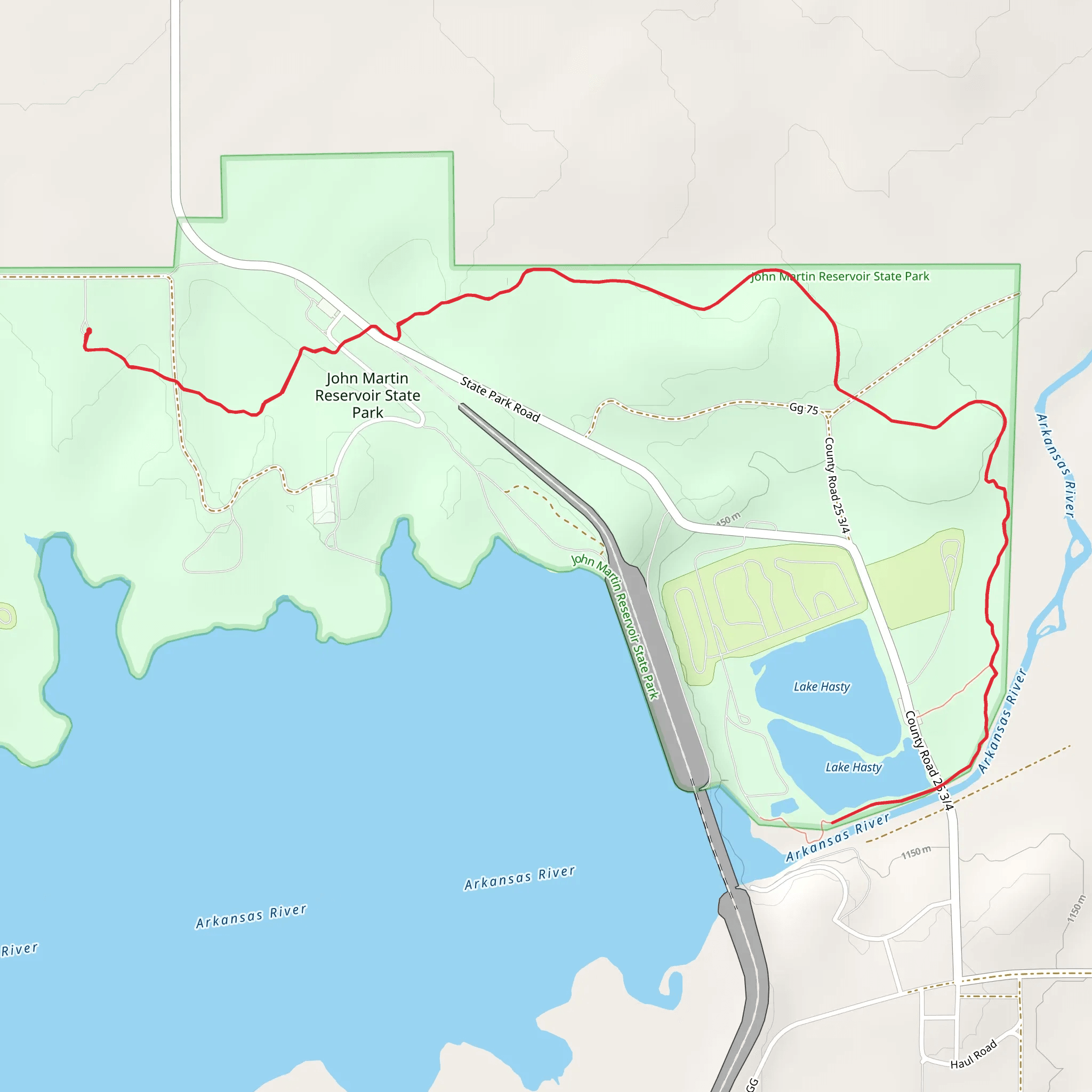 Lake Hasty via Red Shin Hiking Trail mobile static map