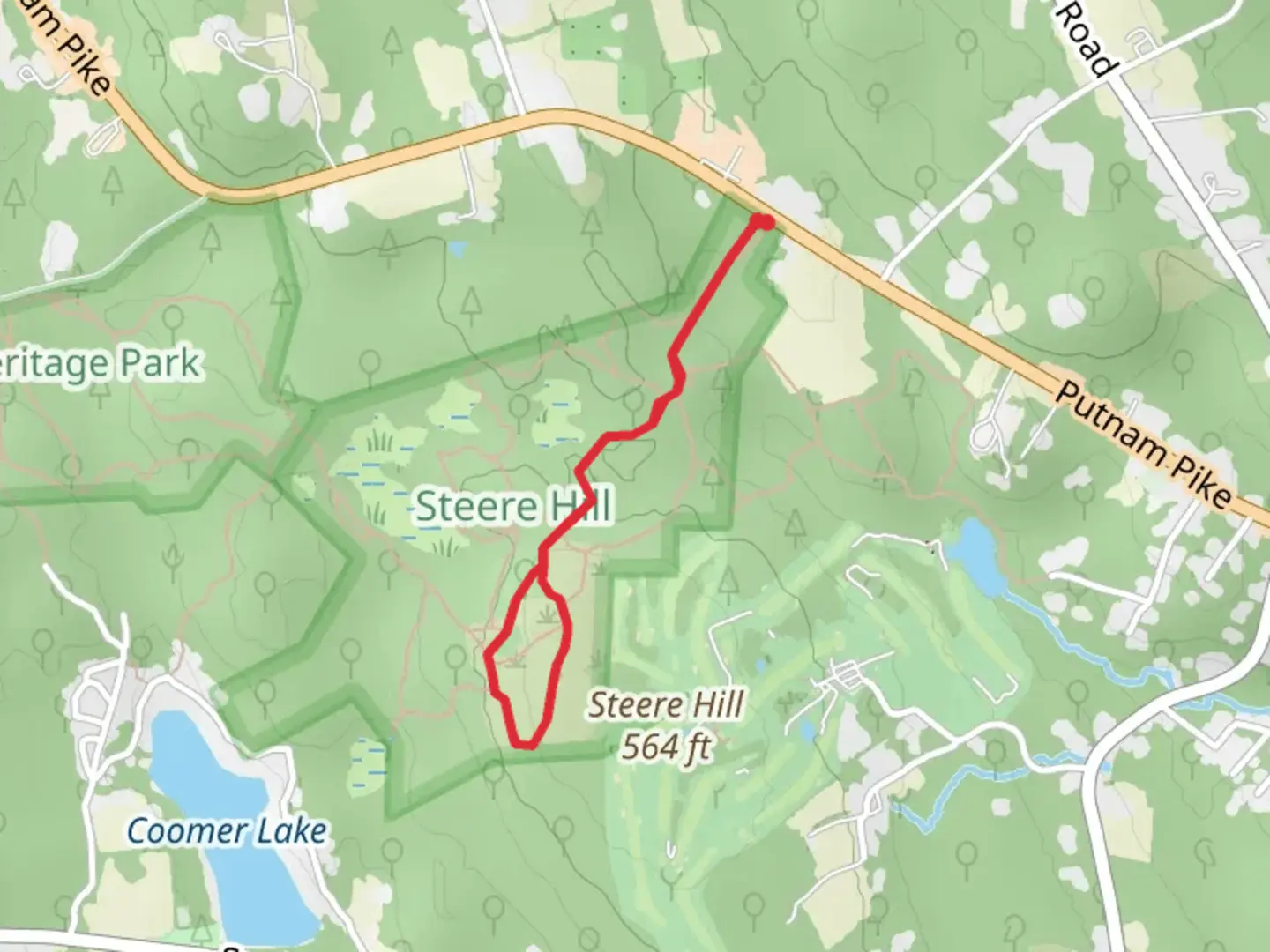 An image depicting the trail Steere Hill Trail and Woodworth Trail and its surrounding area.