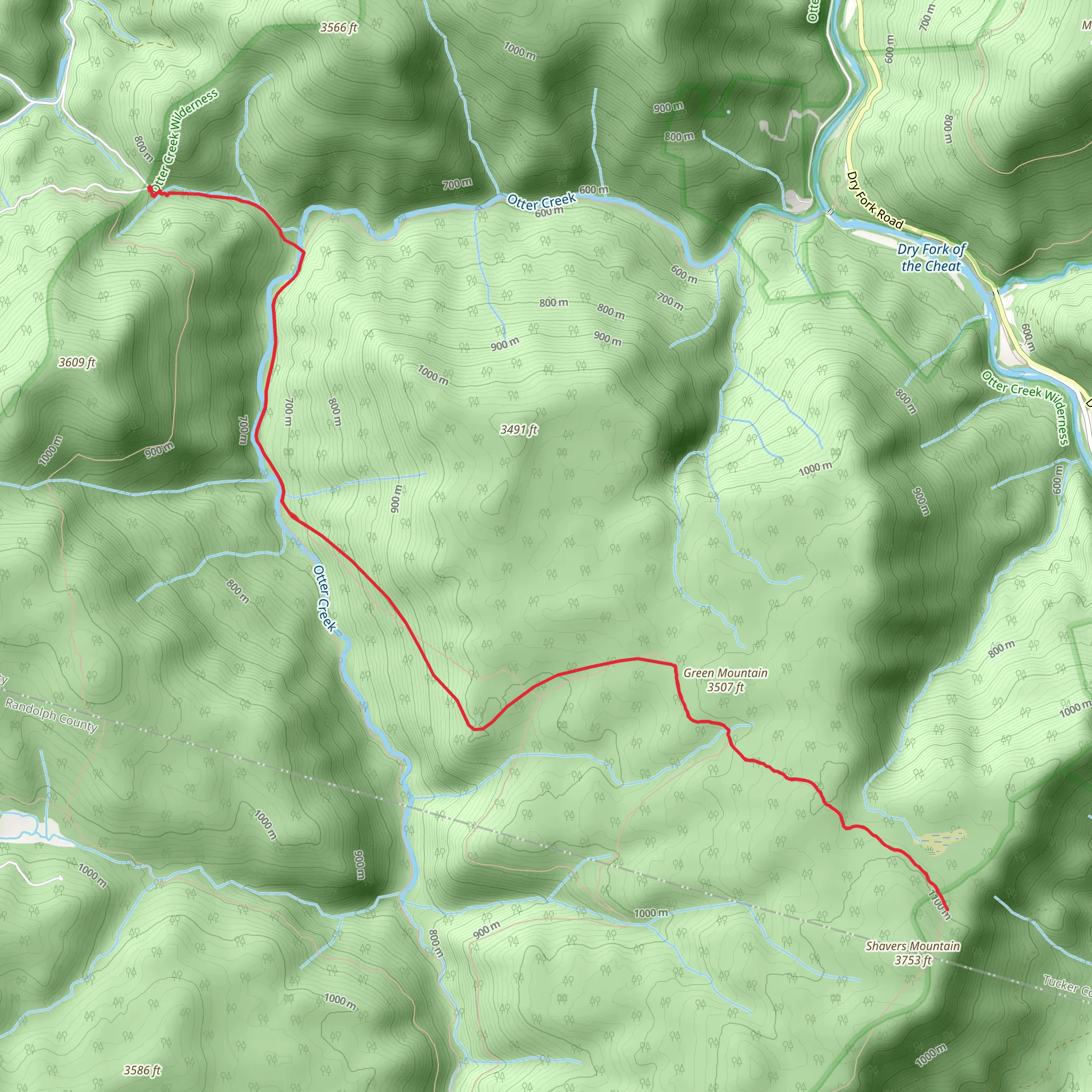 Green Mountain Trail via Big Springs Gap Trail mobile static map