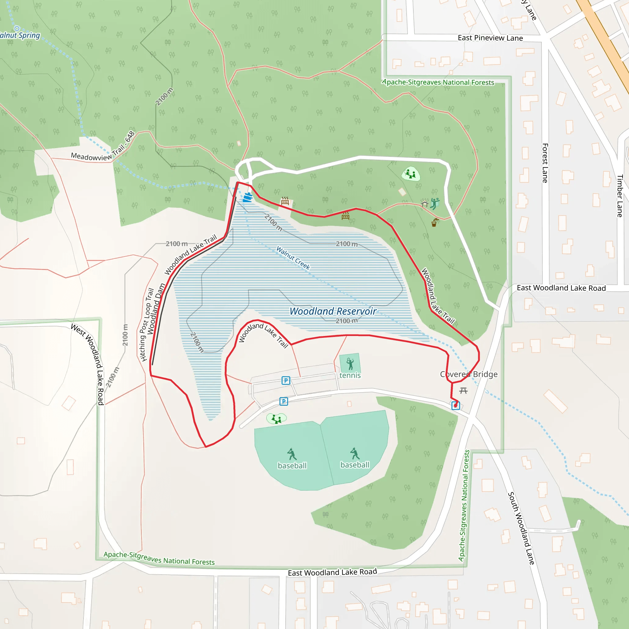 Woodland Reservoir Loop mobile static map