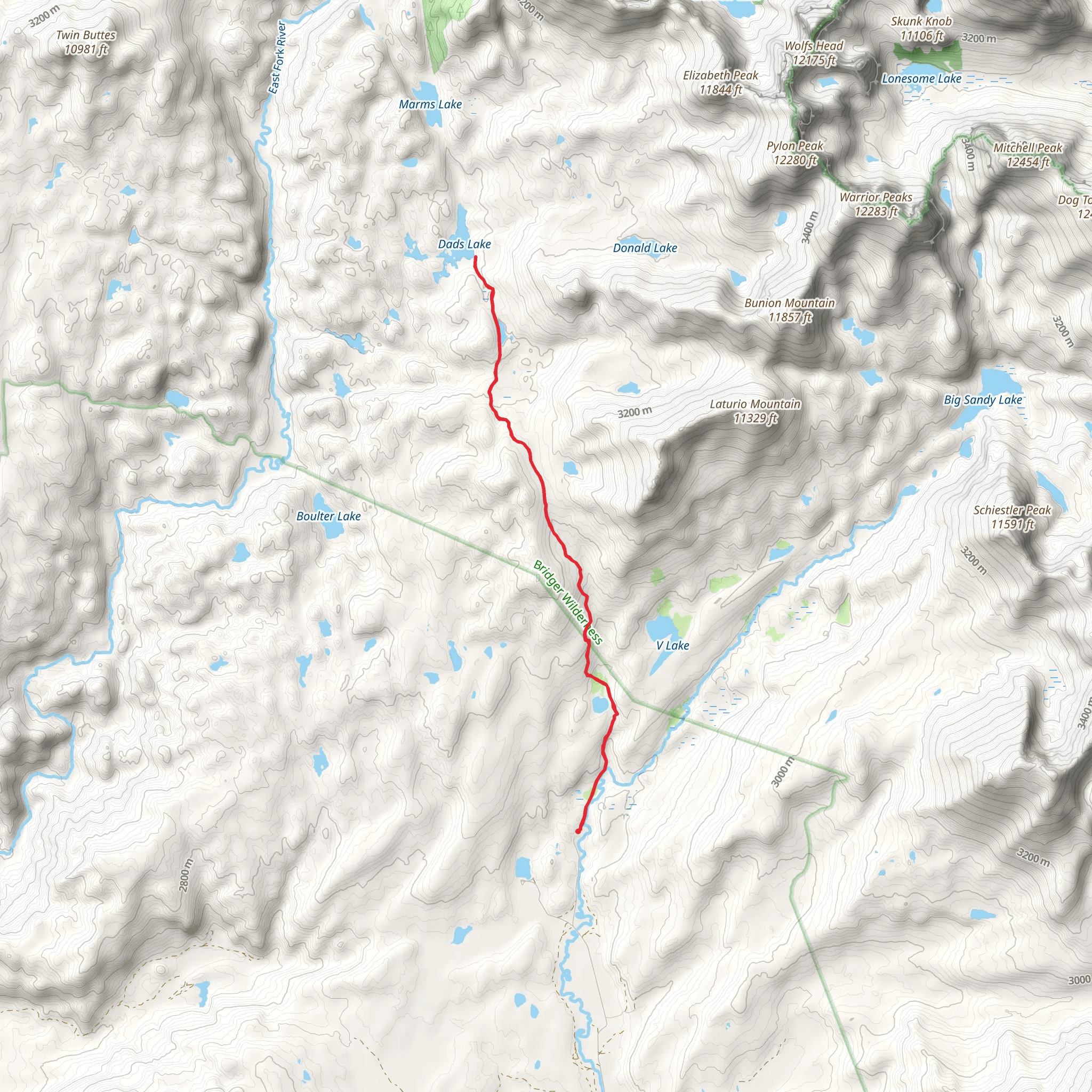 Dads Lake via Fremont mobile static map