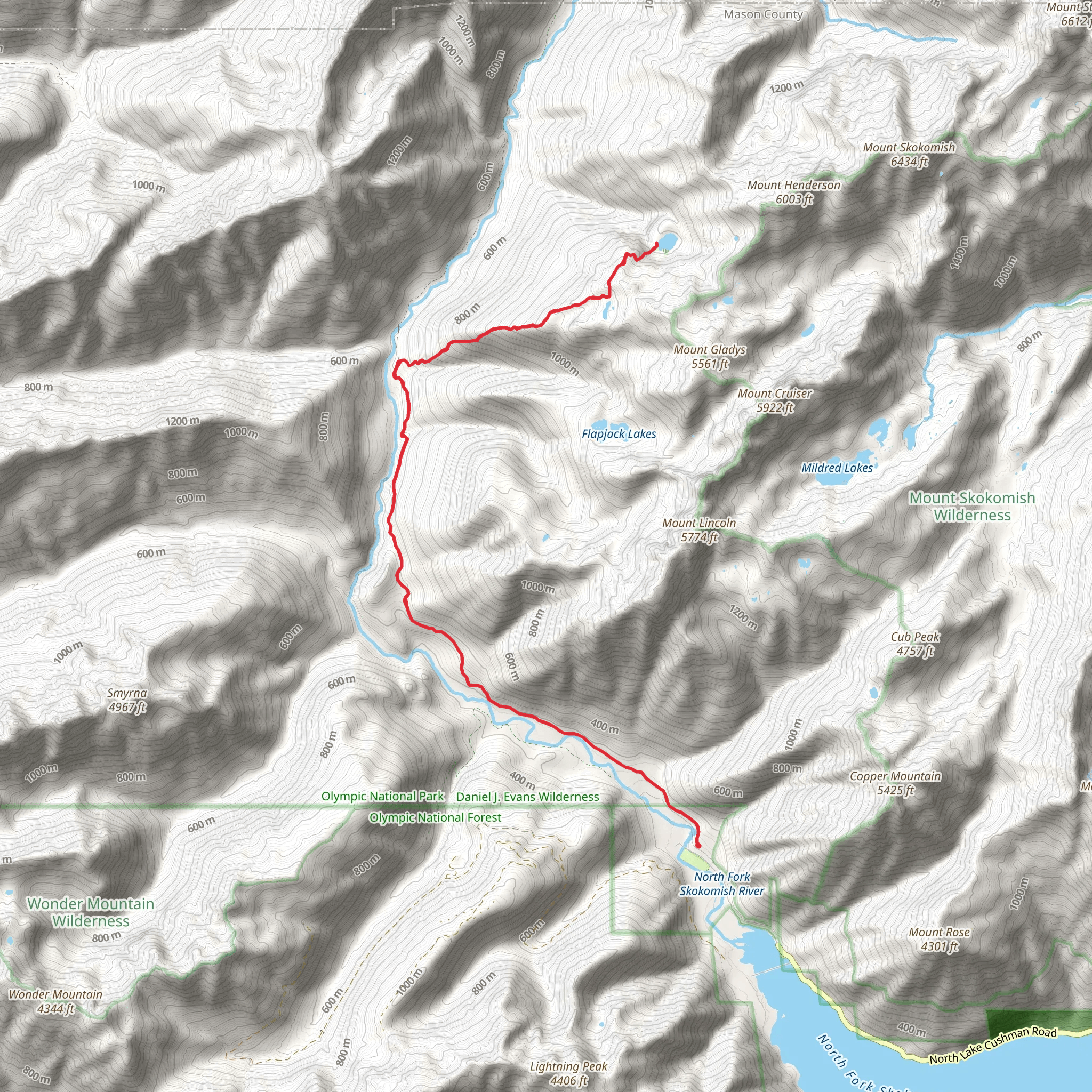 Black and White Lakes Primitive via Gladys Divide Trail mobile static map