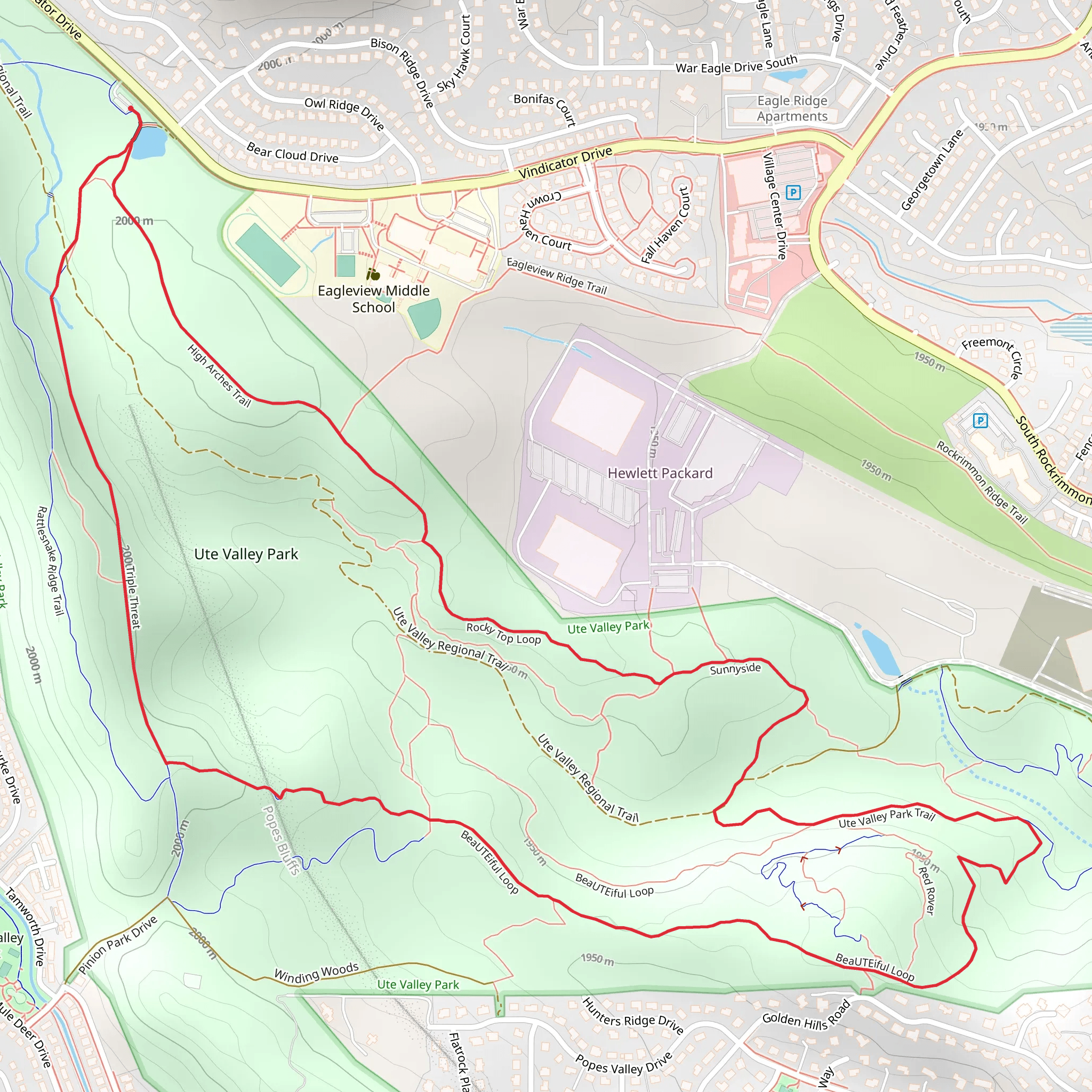 Ute Valley Park Trail Loop mobile static map