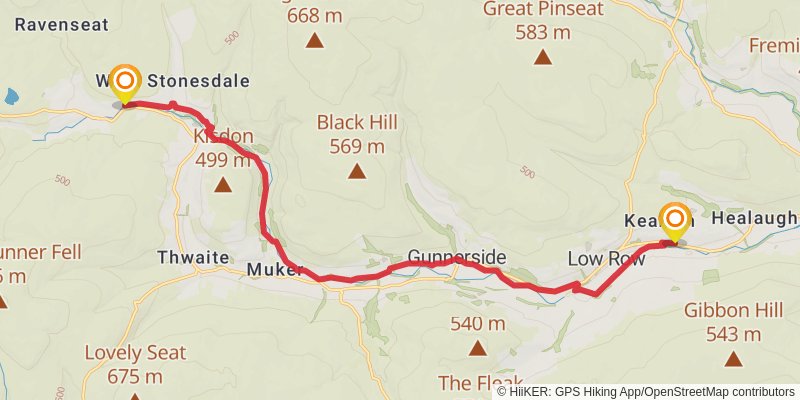 Leyburn to Richmond via Pennine Bridleway stage 5 Map