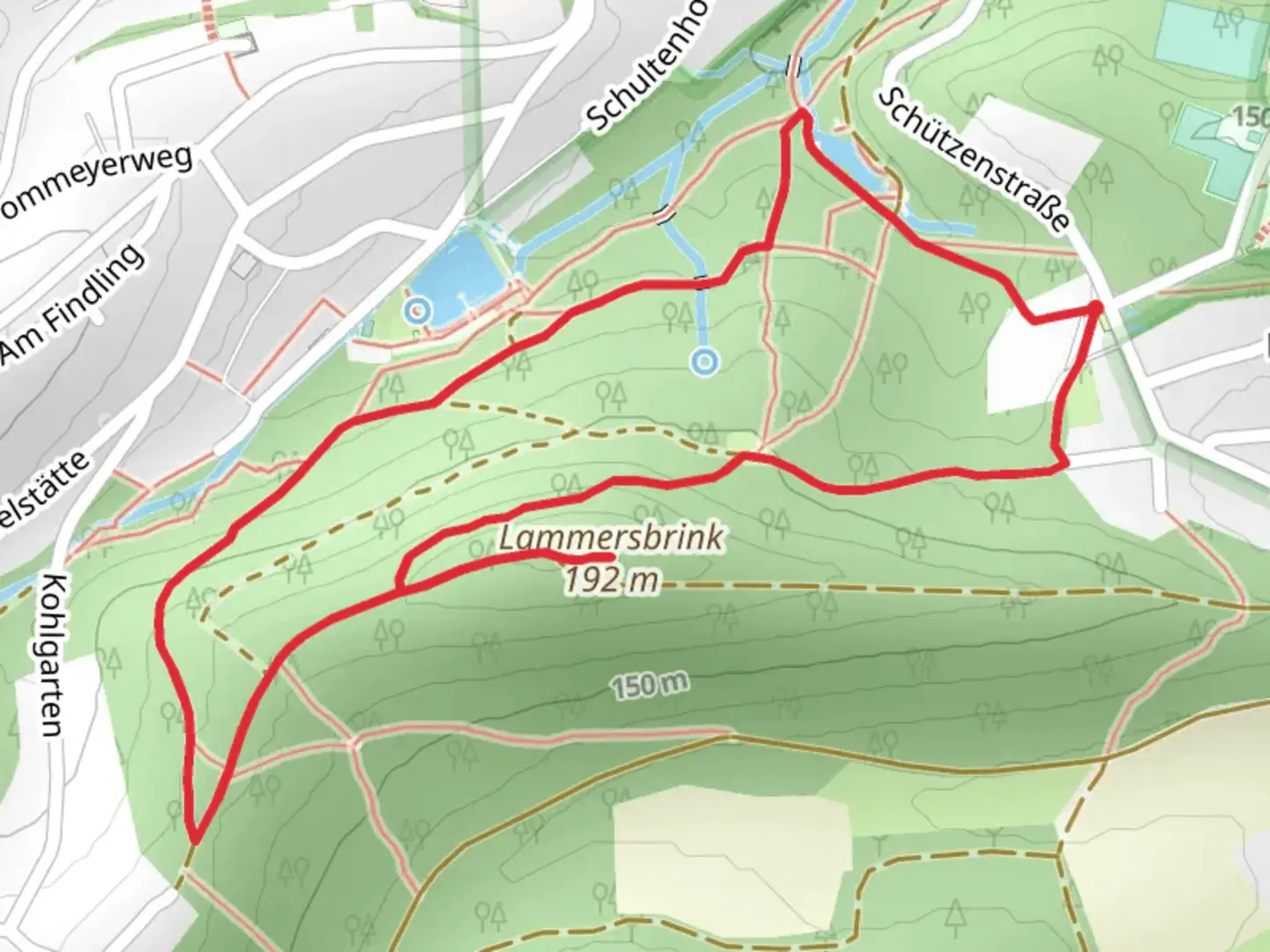 An image depicting the trail Varusturm and Holsteteich Loop and its surrounding area.