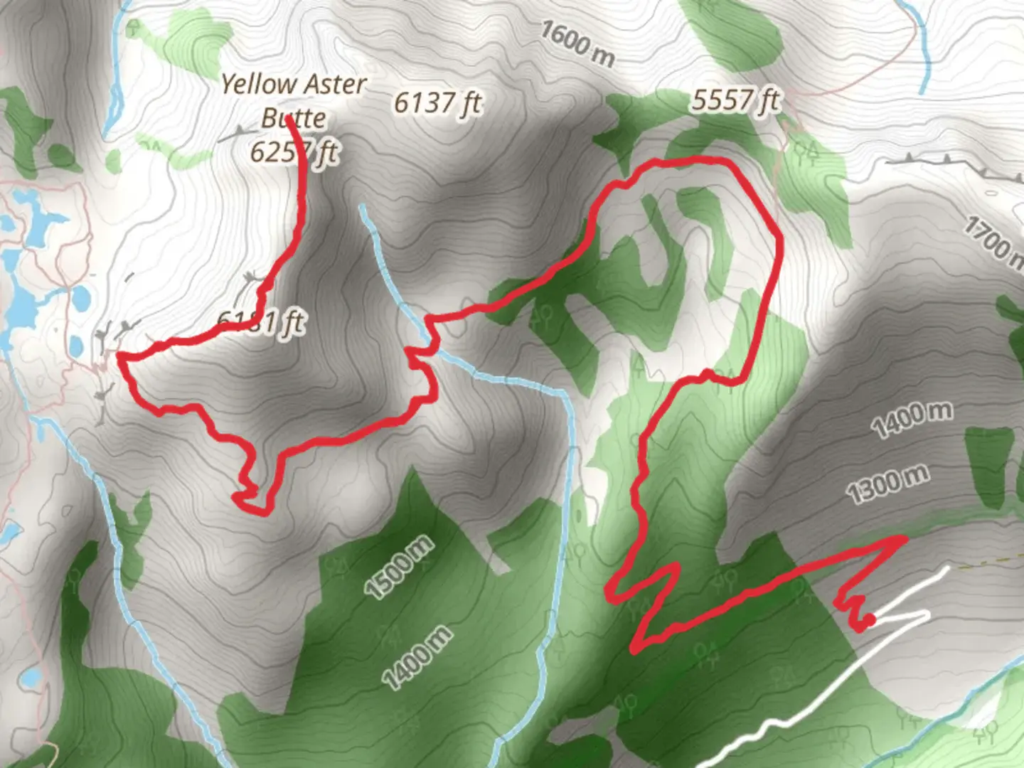 An image depicting the trail Yellow Aster Butte via Tomyhoi Lake Trail and its surrounding area.