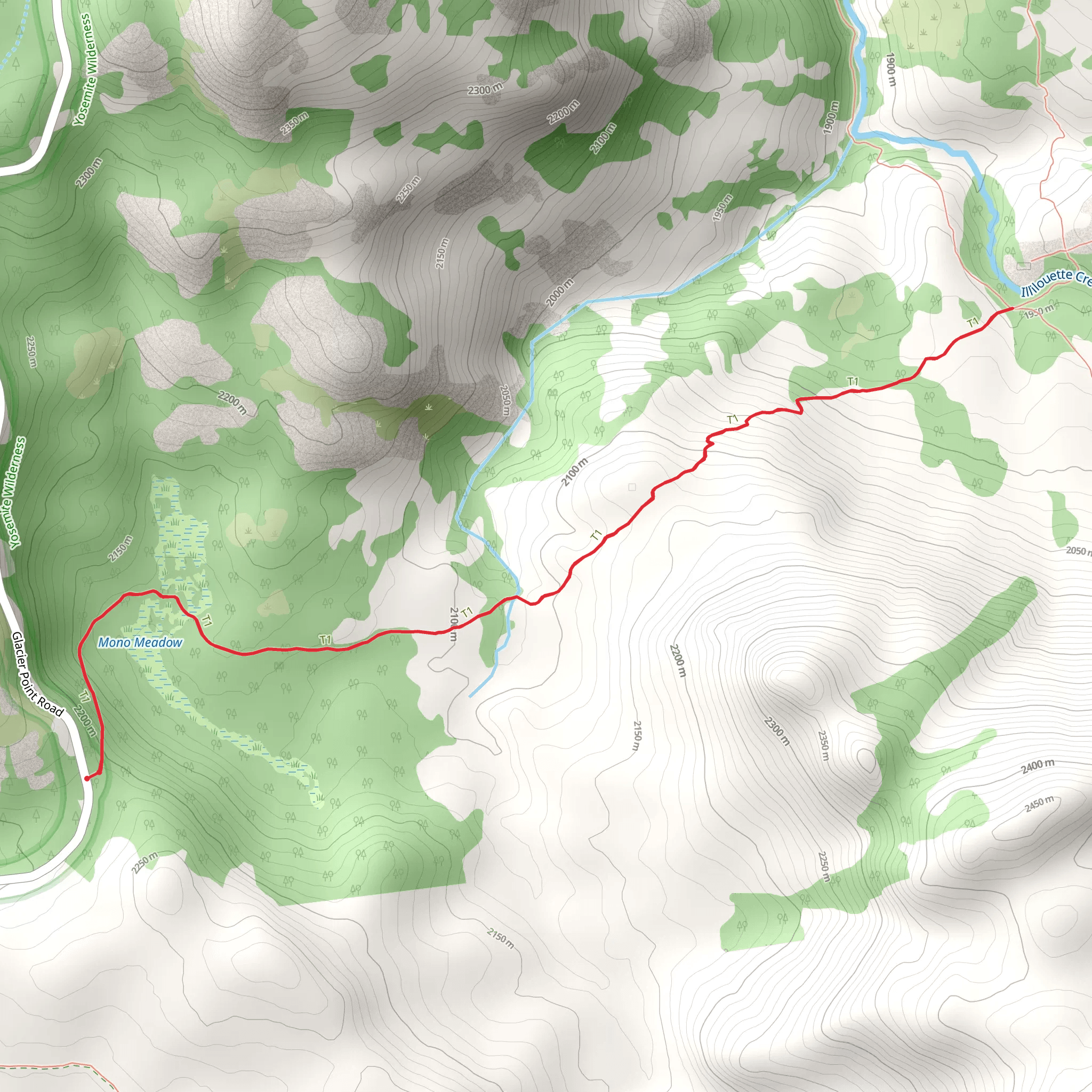 Mono Meadow and Illilouette Creek mobile static map