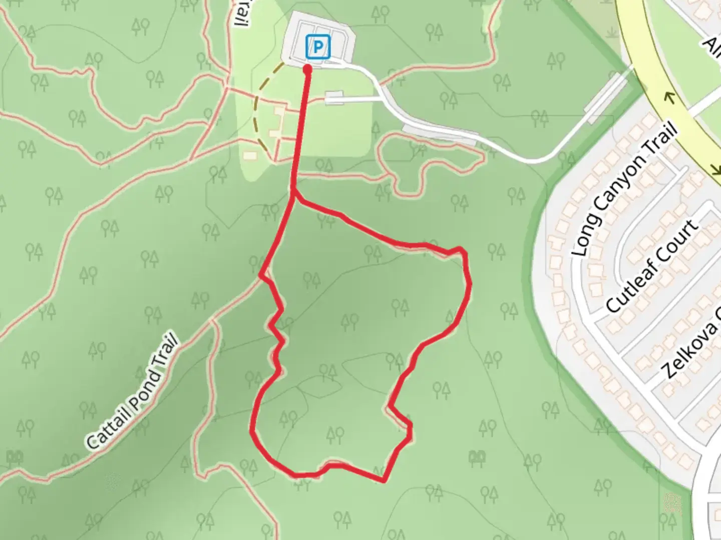 An image depicting the trail Possumhaw Loop Trail and its surrounding area.