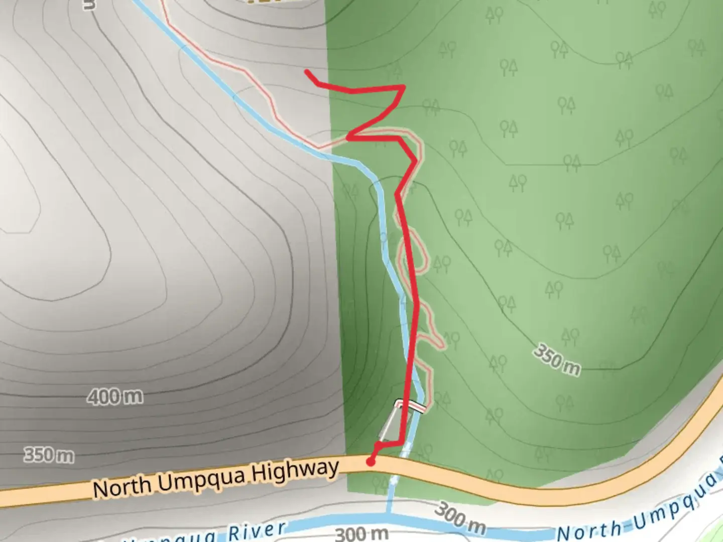 An image depicting the trail Jobs Garden via Falls Creek Trail and its surrounding area.