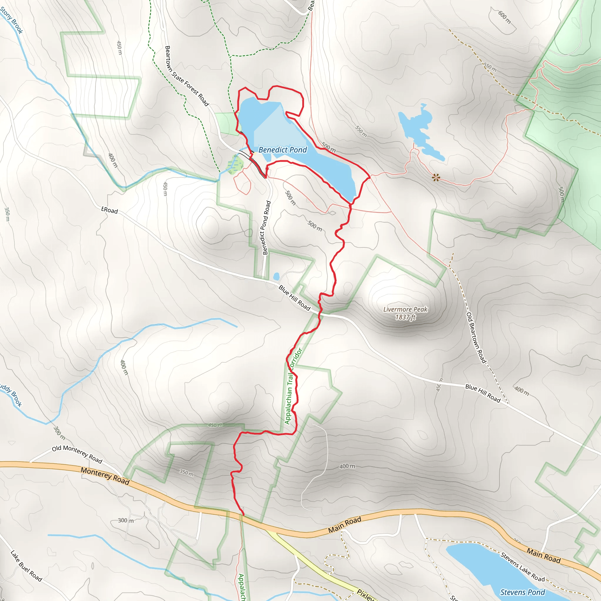 Benedict Pond Dam Loop mobile static map
