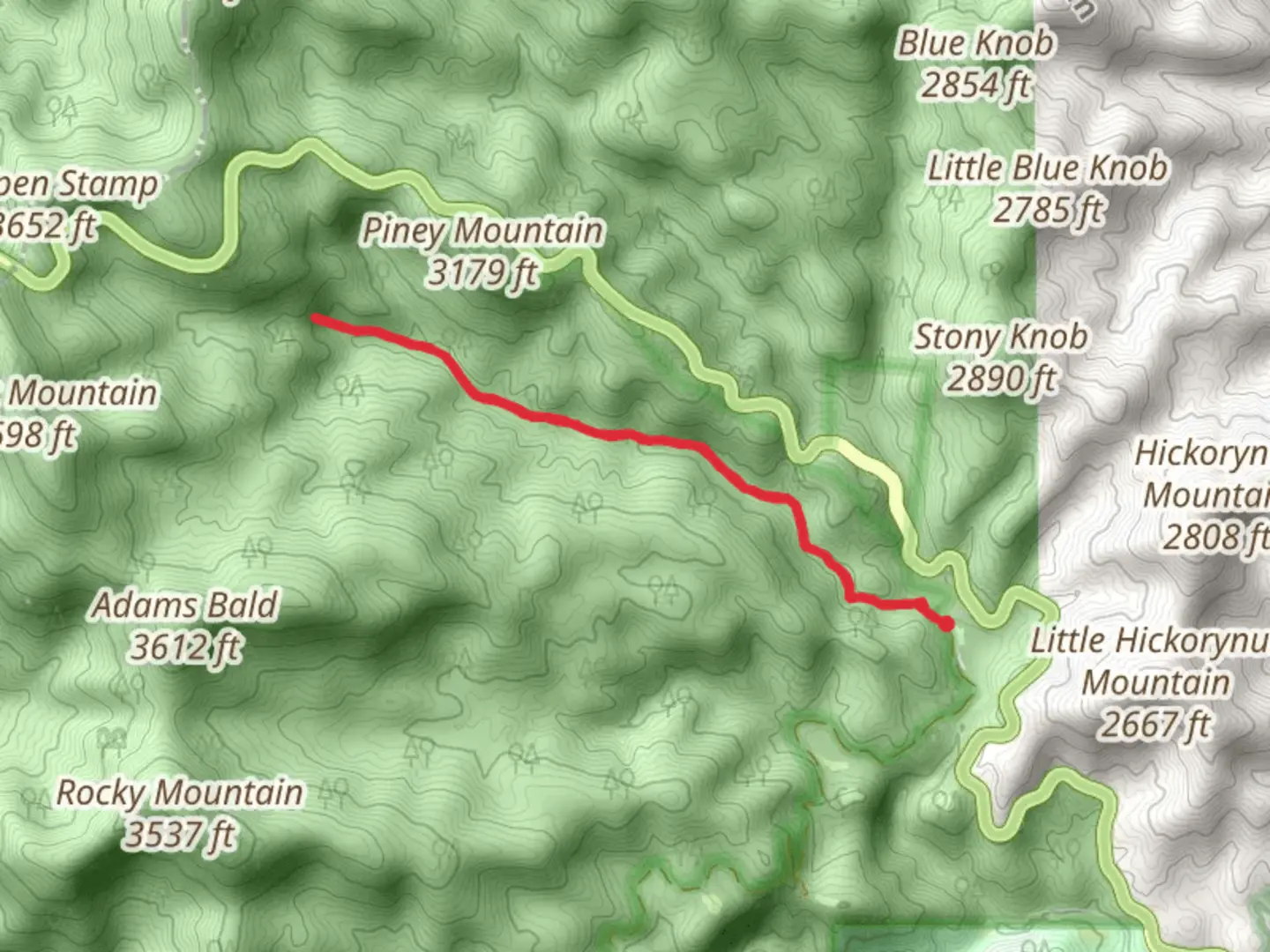 An image depicting the trail Raven Cliffs and its surrounding area.