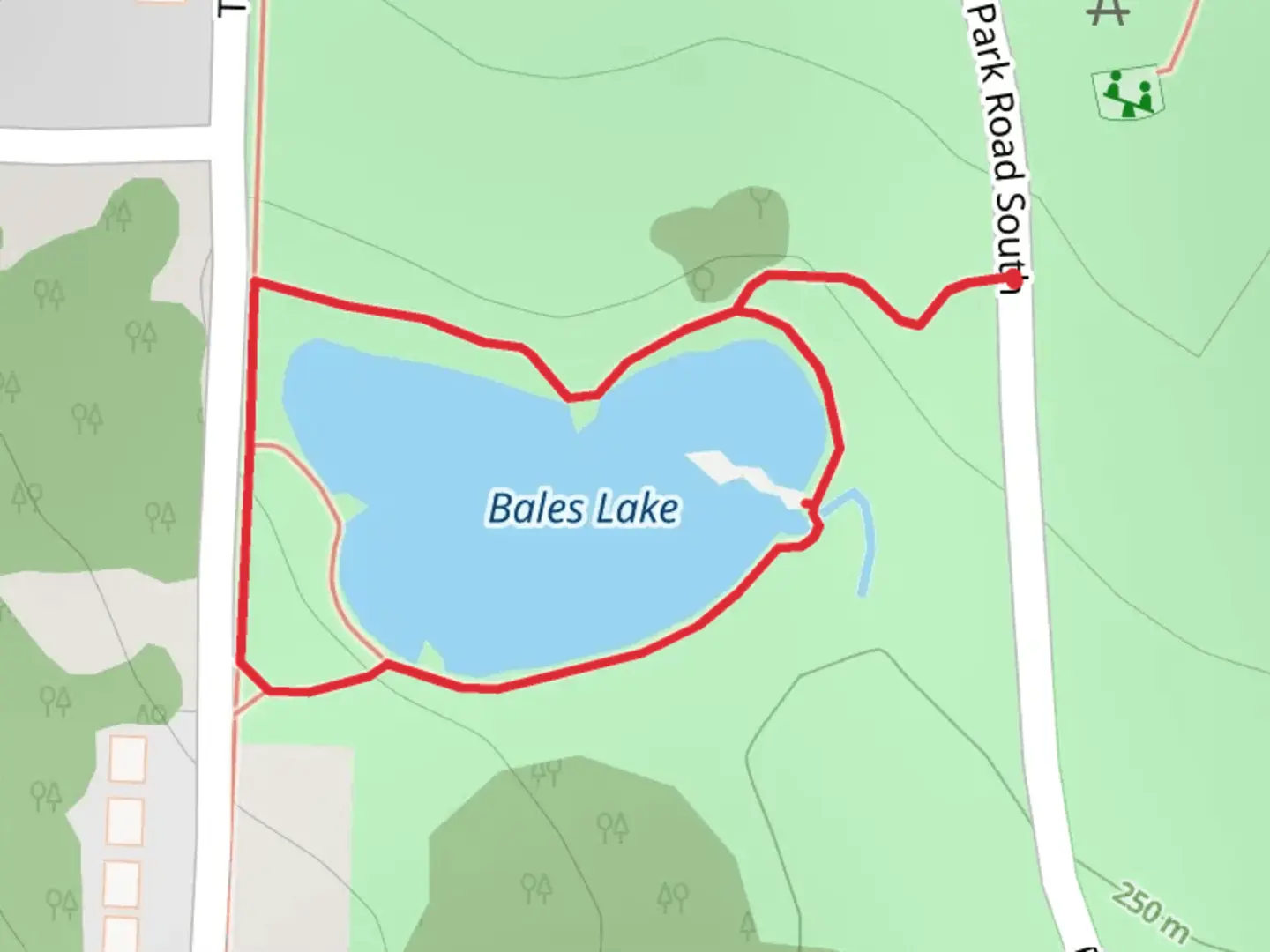 An image depicting the trail Bales Lake Loop and its surrounding area.