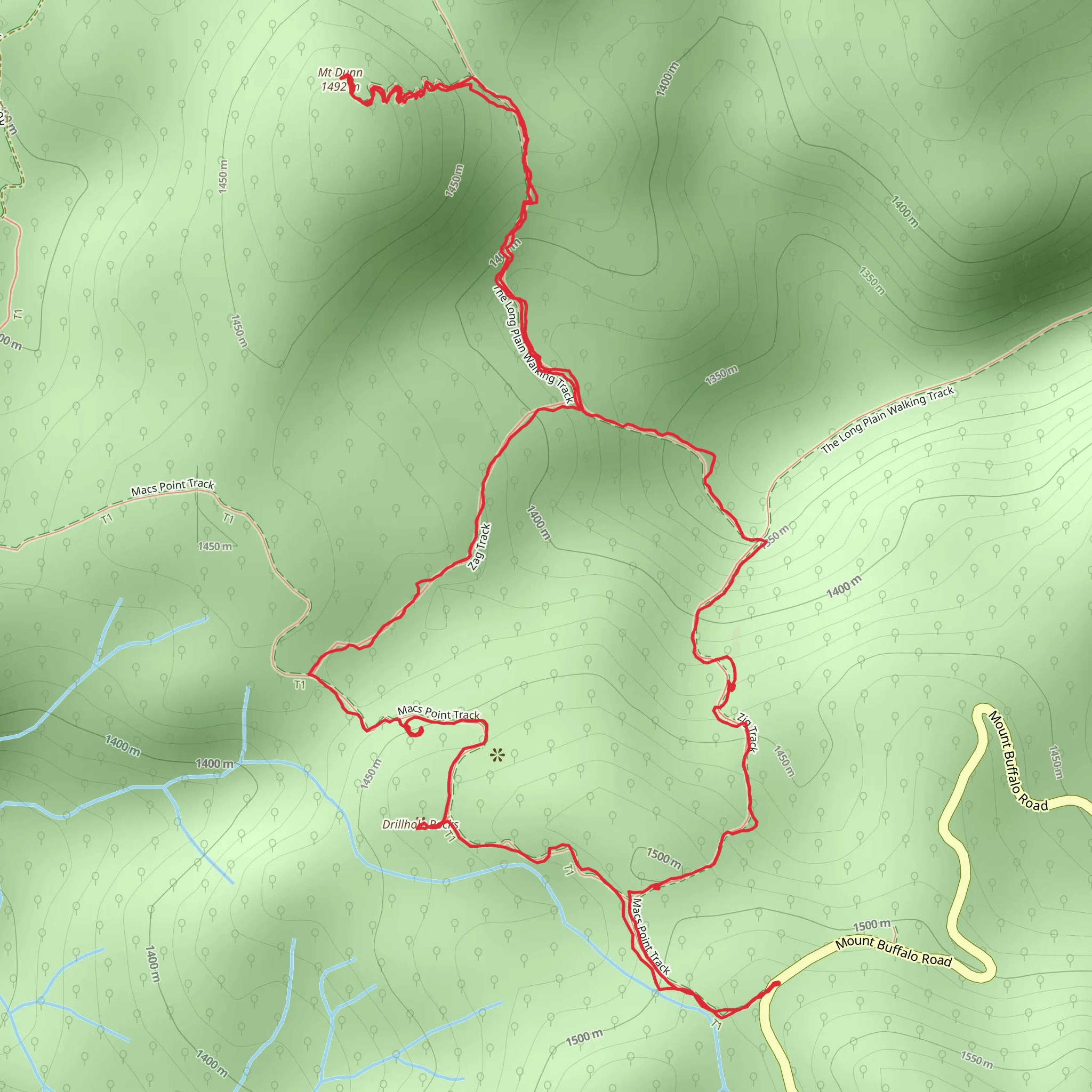 Mount Dunn and Drillhole Rocks Trail mobile static map