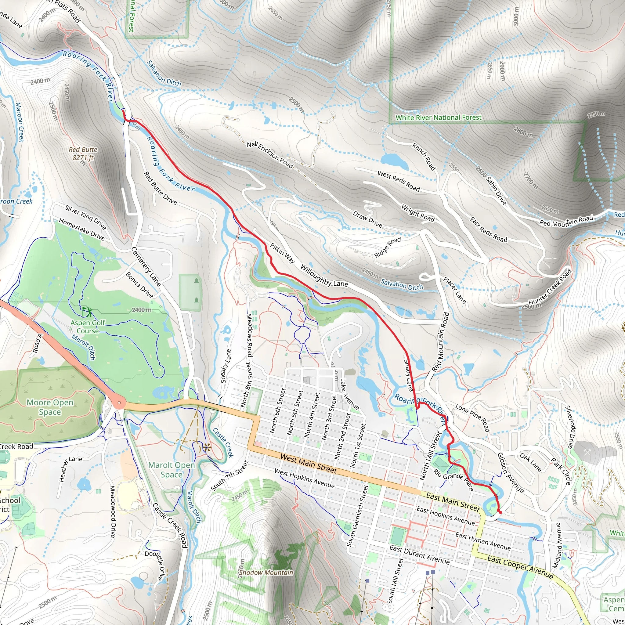Rio Grande Trail Out and Back mobile static map
