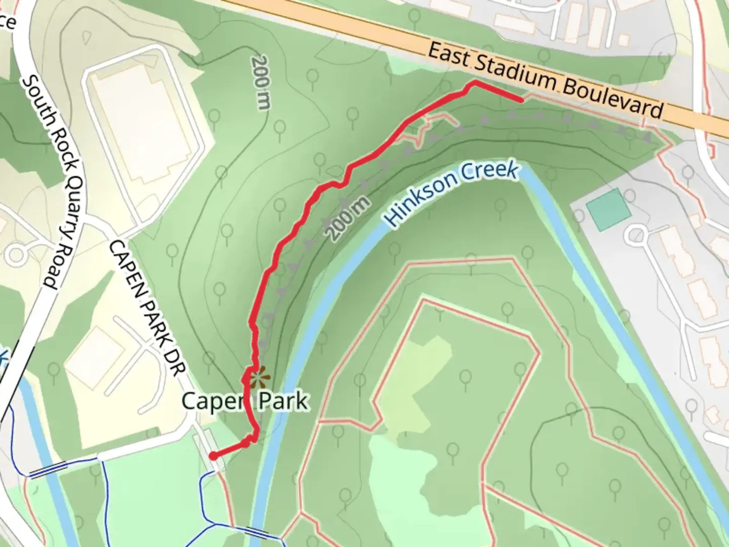 An image depicting the trail Capen Park Walk and its surrounding area.