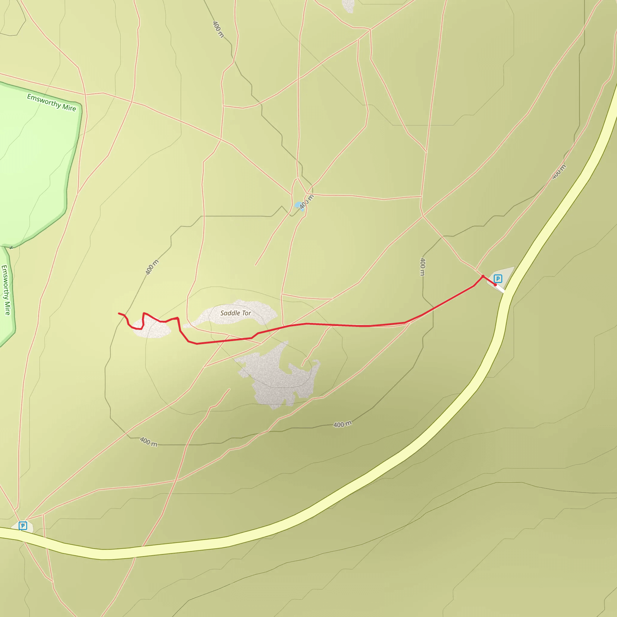 Emsworthy Mire and Saddle Tor Walk mobile static map