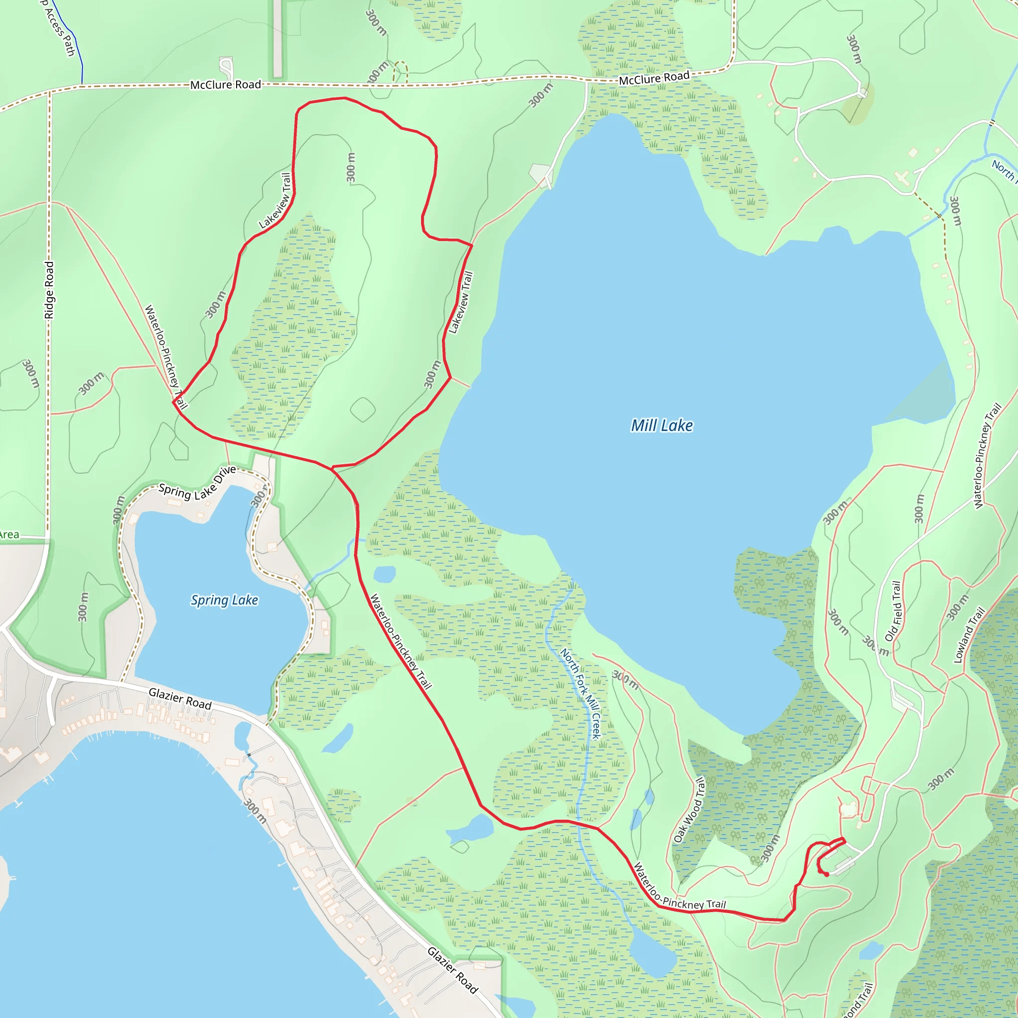 Lakeview Loop via Waterloo - Pinckney Hiking Trail mobile static map