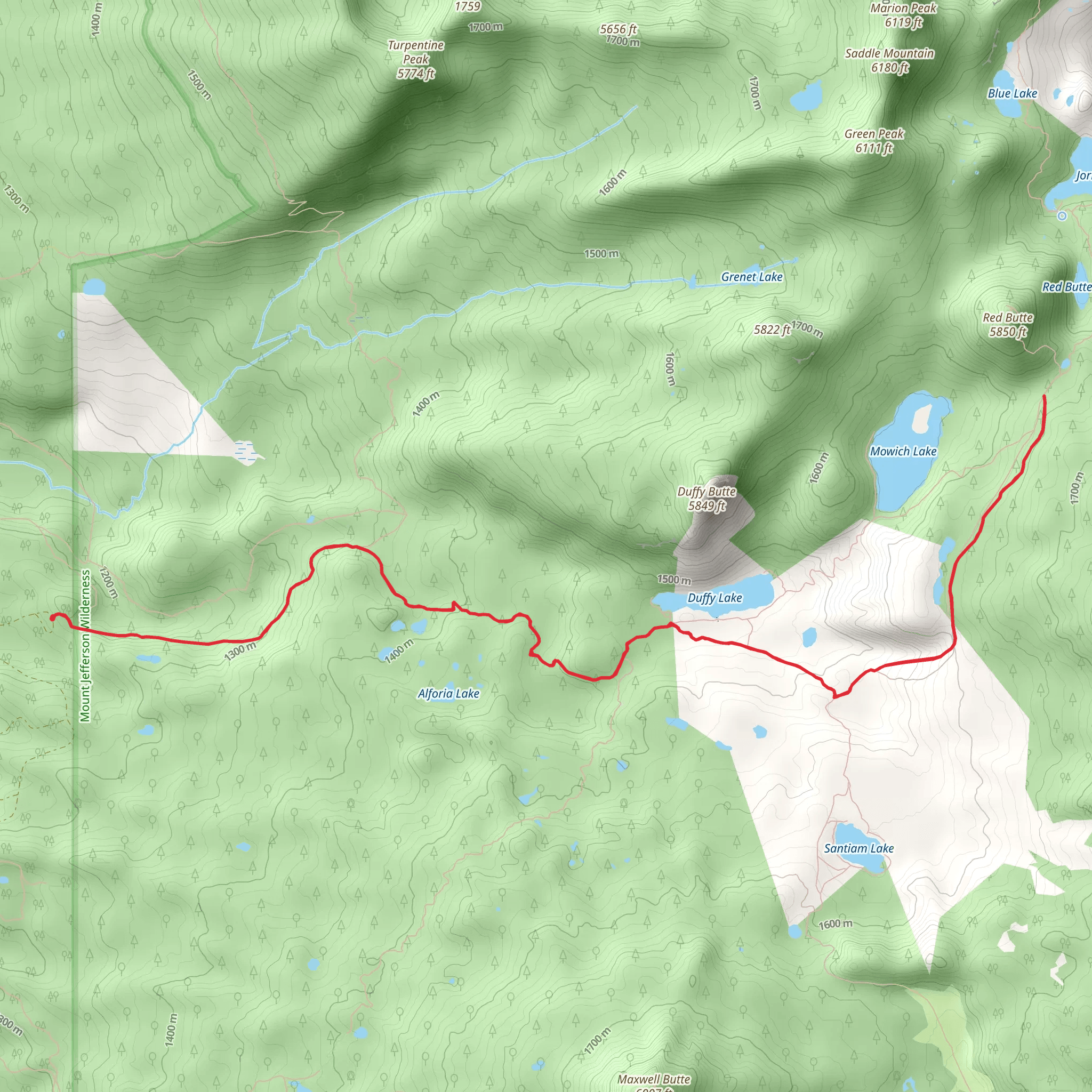 Dixie Lakes via Duffy Lakes Trail mobile static map